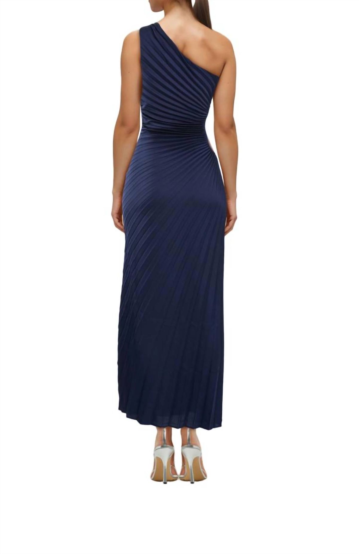 Style 1-1271856439-2791 DELFI COLLECTIVE Size L One Shoulder Navy Blue Floor Length Maxi on Queenly