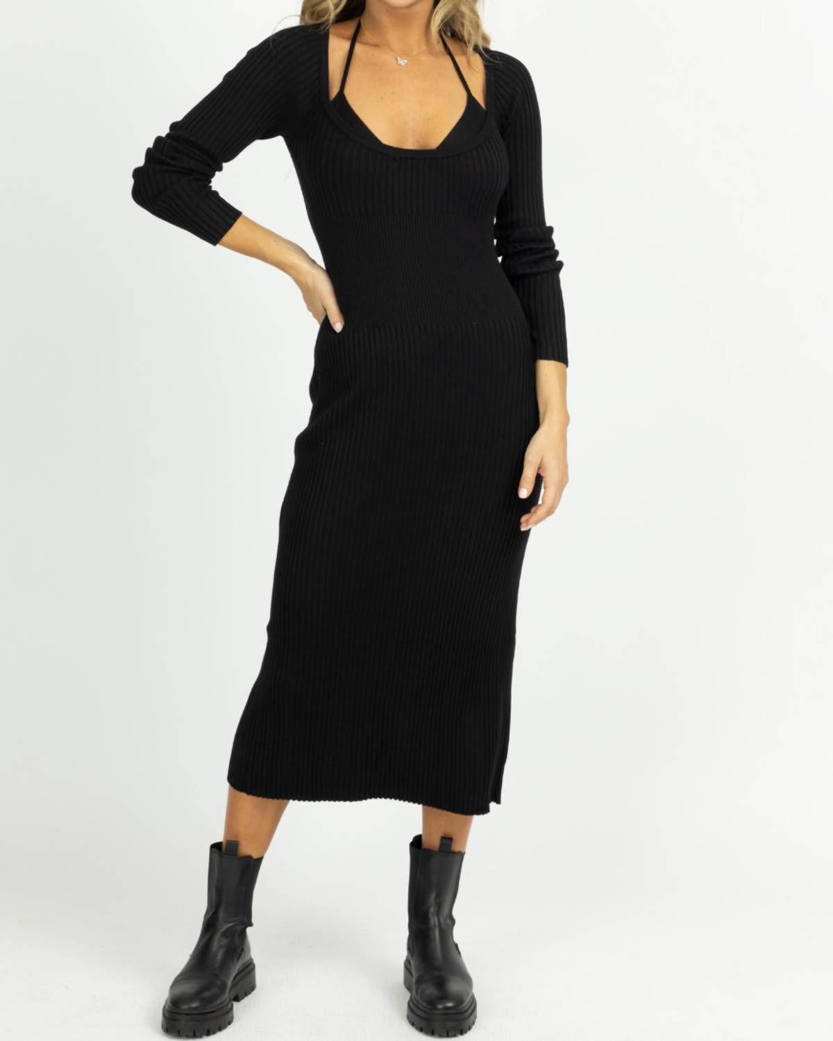 Style 1-1404354634-3236 MABLE Size S Long Sleeve Black Cocktail Dress on Queenly
