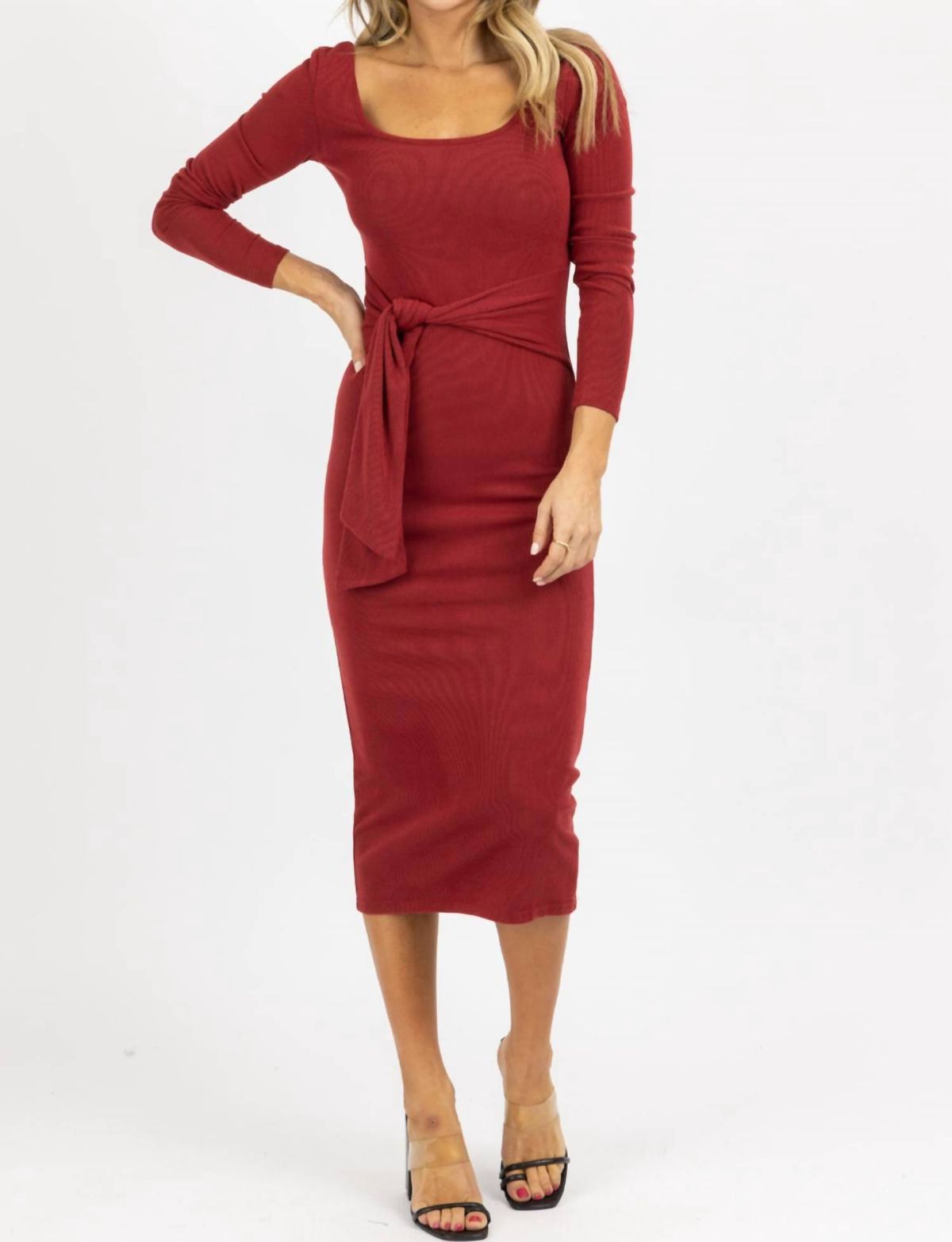 Style 1-1459132652-3236 LENA Size S Long Sleeve Burgundy Red Floor Length Maxi on Queenly