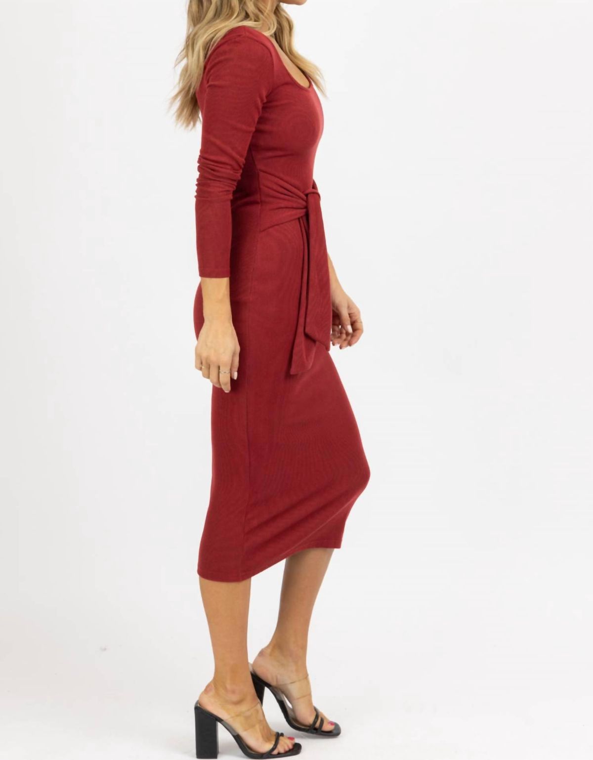 Style 1-1459132652-3236 LENA Size S Long Sleeve Burgundy Red Floor Length Maxi on Queenly