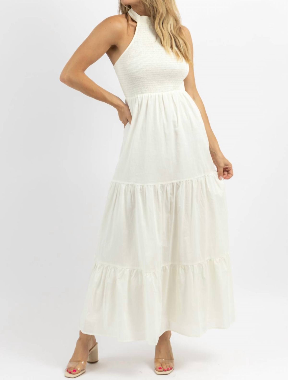 Style 1-1647178407-3236 In The Beginning Size S Halter White Floor Length Maxi on Queenly