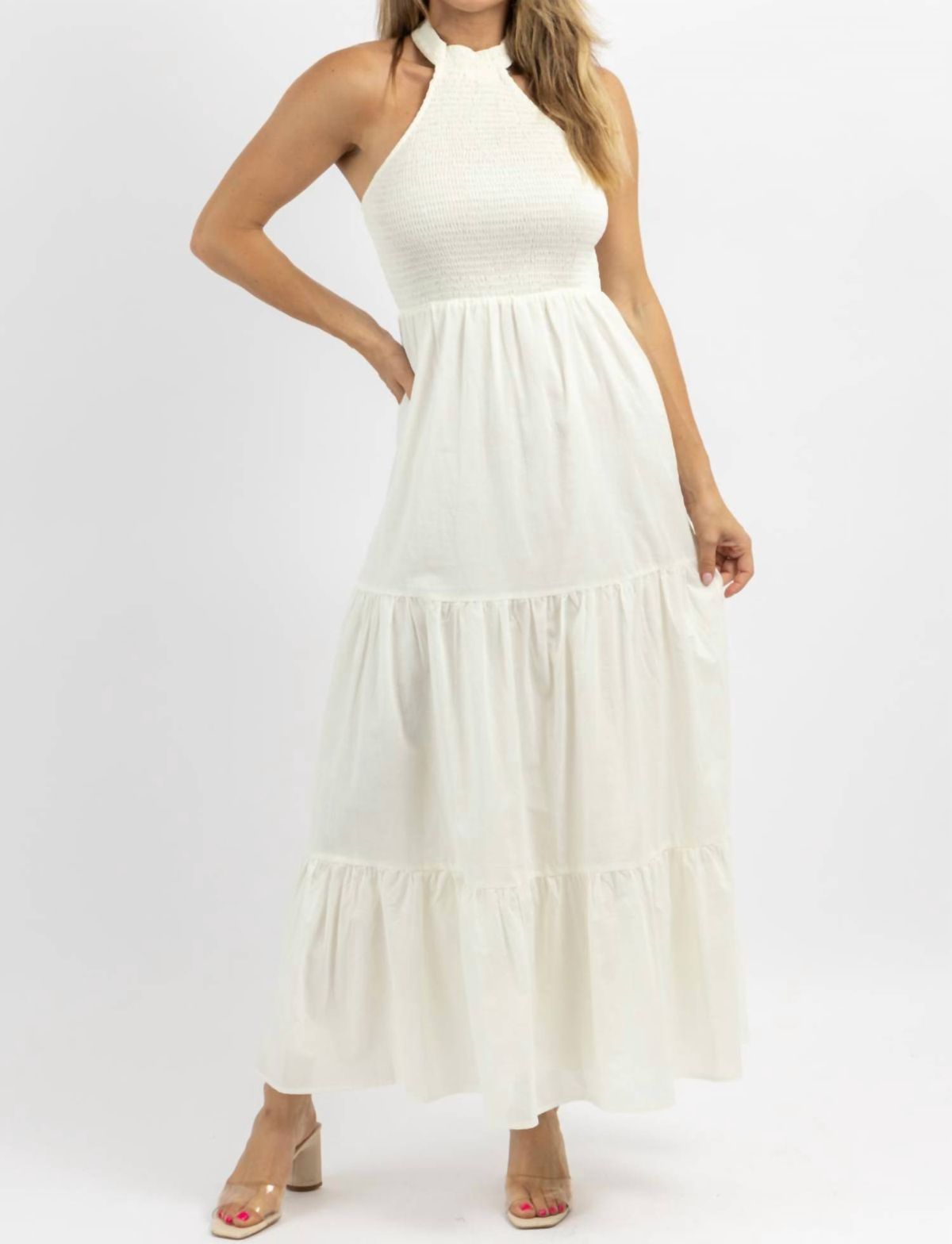 Style 1-1647178407-3236 In The Beginning Size S Halter White Floor Length Maxi on Queenly