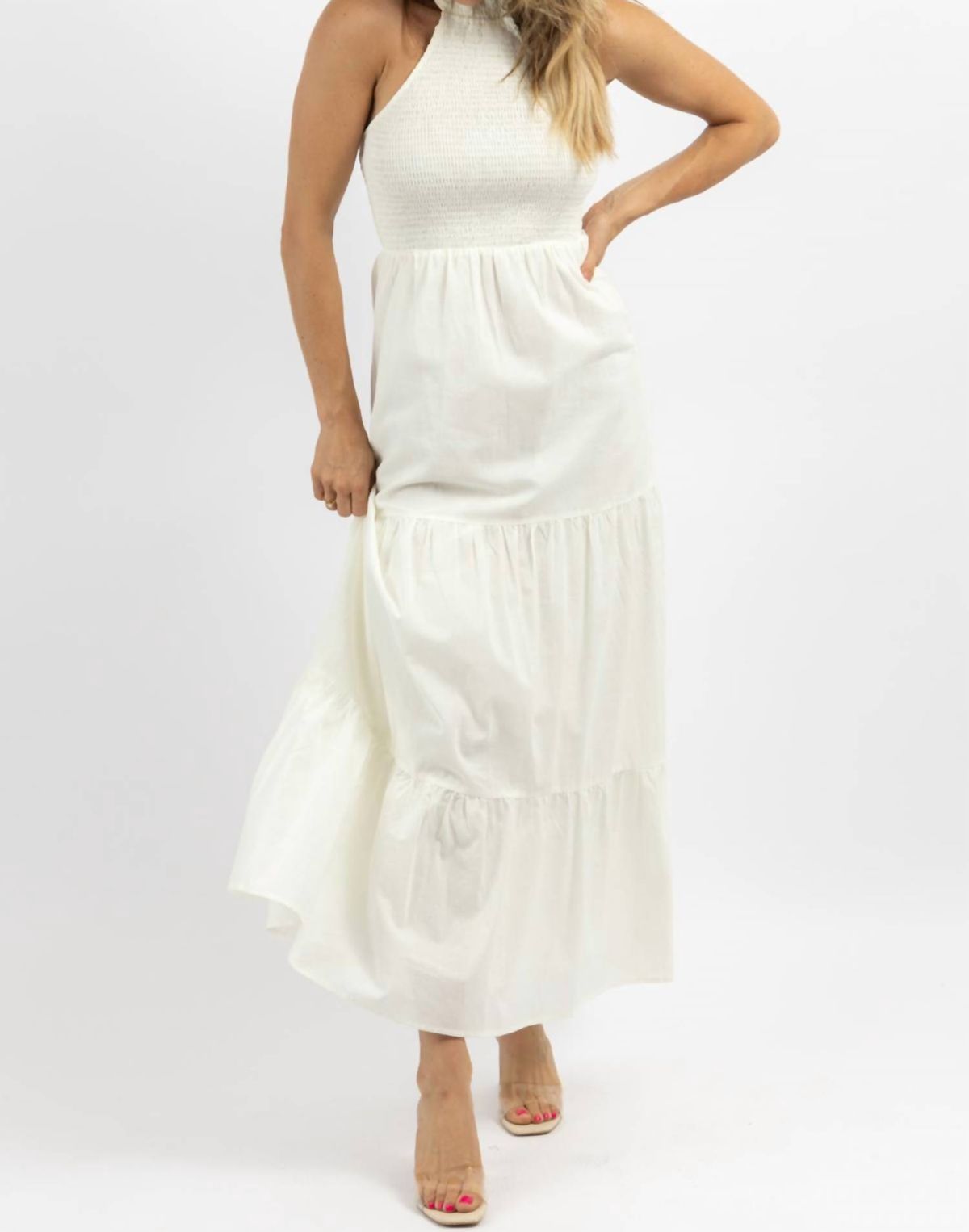 Style 1-1647178407-3236 In The Beginning Size S Halter White Floor Length Maxi on Queenly