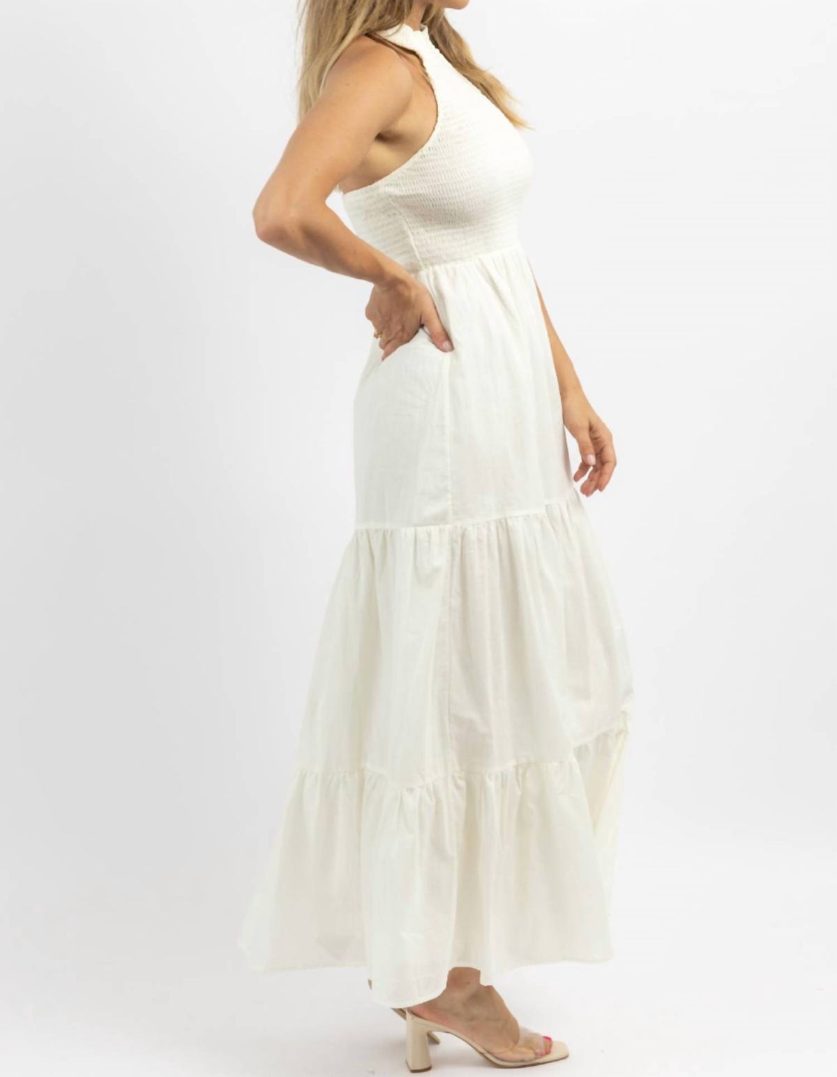 Style 1-1647178407-3236 In The Beginning Size S Halter White Floor Length Maxi on Queenly