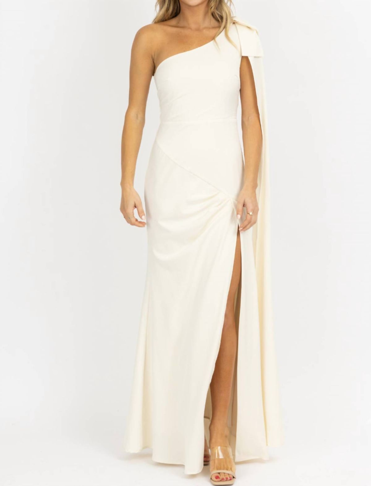 Style 1-1774352282-2696 LENA Size L One Shoulder White Side Slit Dress on Queenly