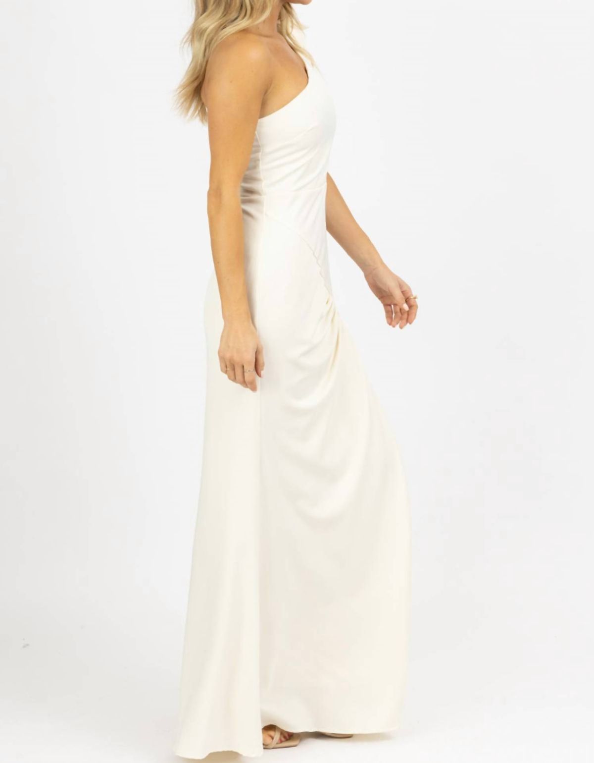 Style 1-1774352282-2696 LENA Size L One Shoulder White Side Slit Dress on Queenly