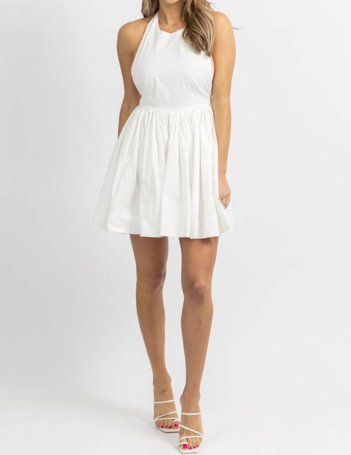 Style 1-1830648153-2696 MABLE Size L Halter White Cocktail Dress on Queenly