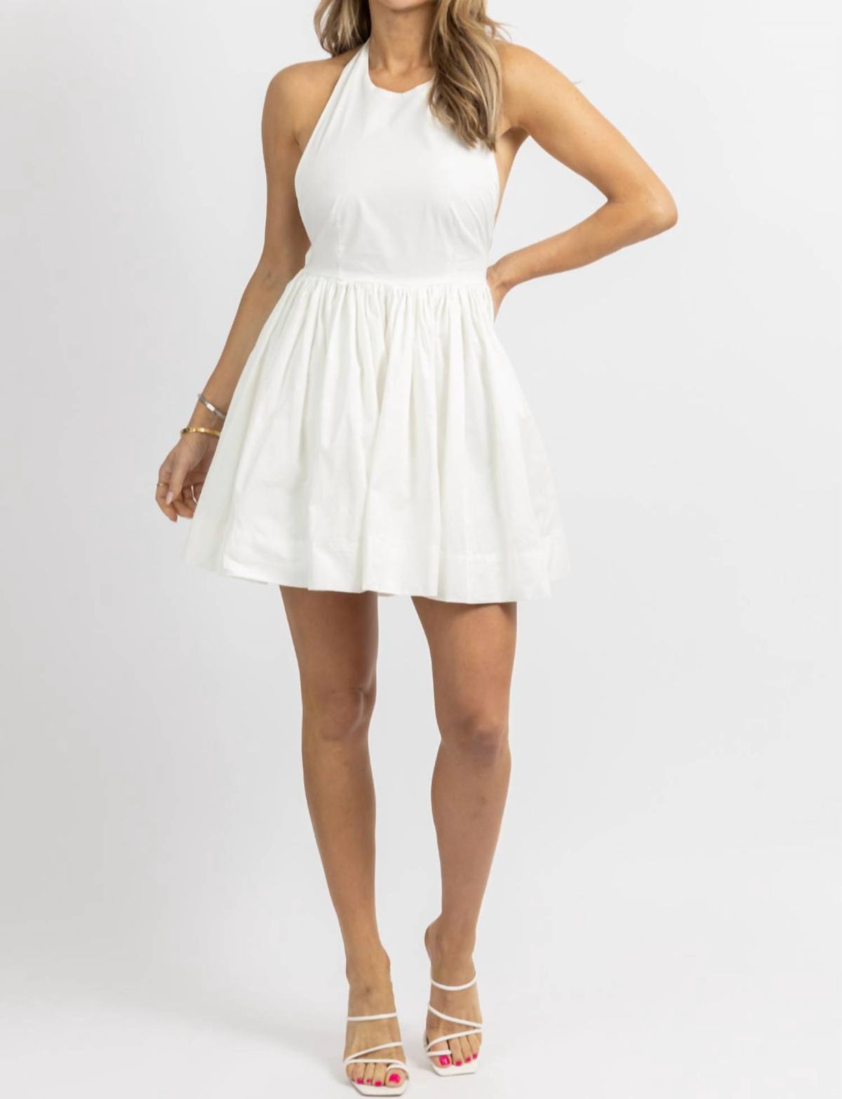 Style 1-1830648153-3236 MABLE Size S Halter White Cocktail Dress on Queenly