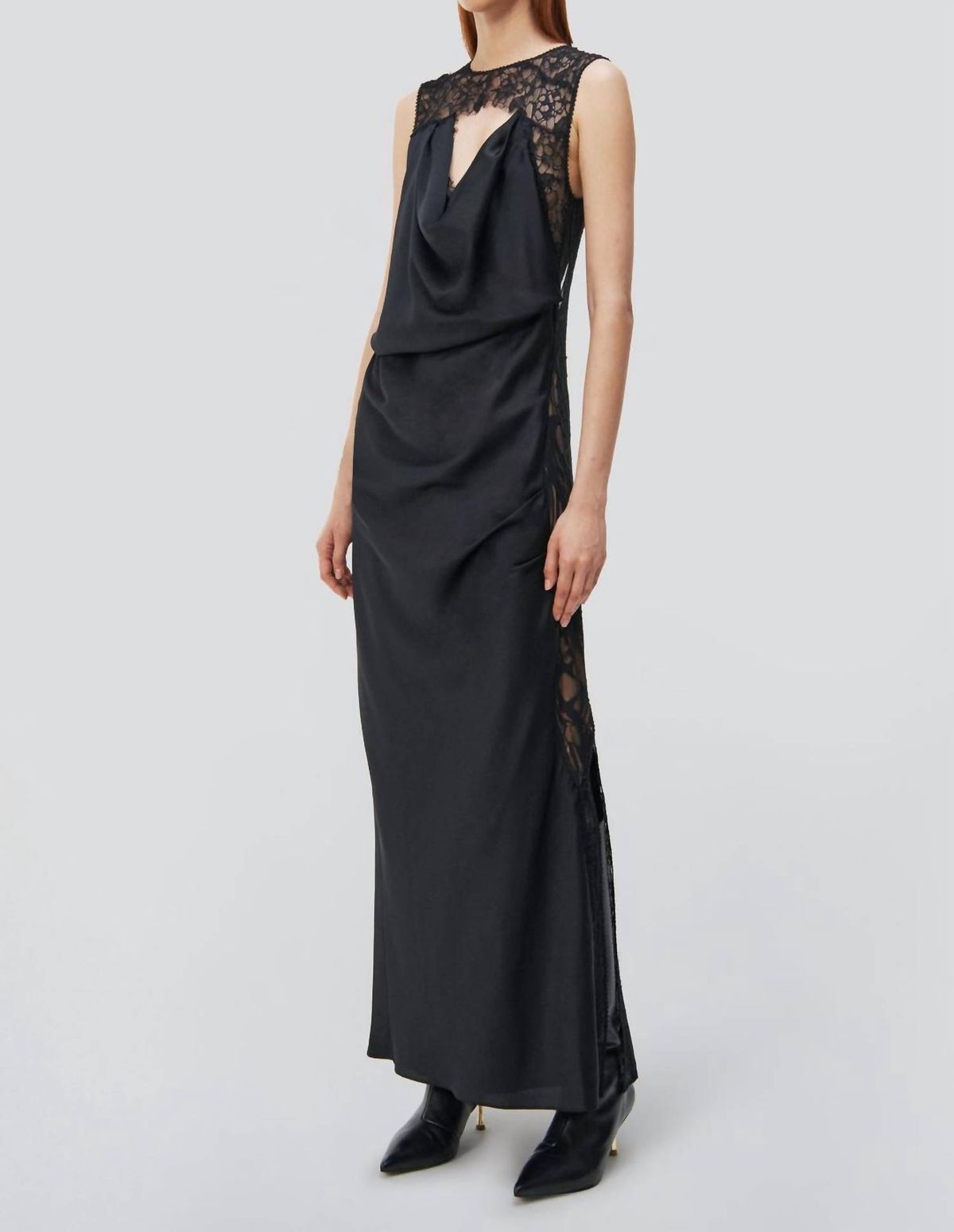 Style 1-1845635793-2168 JONATHAN SIMKHAI Size 8 High Neck Sheer Black Floor Length Maxi on Queenly