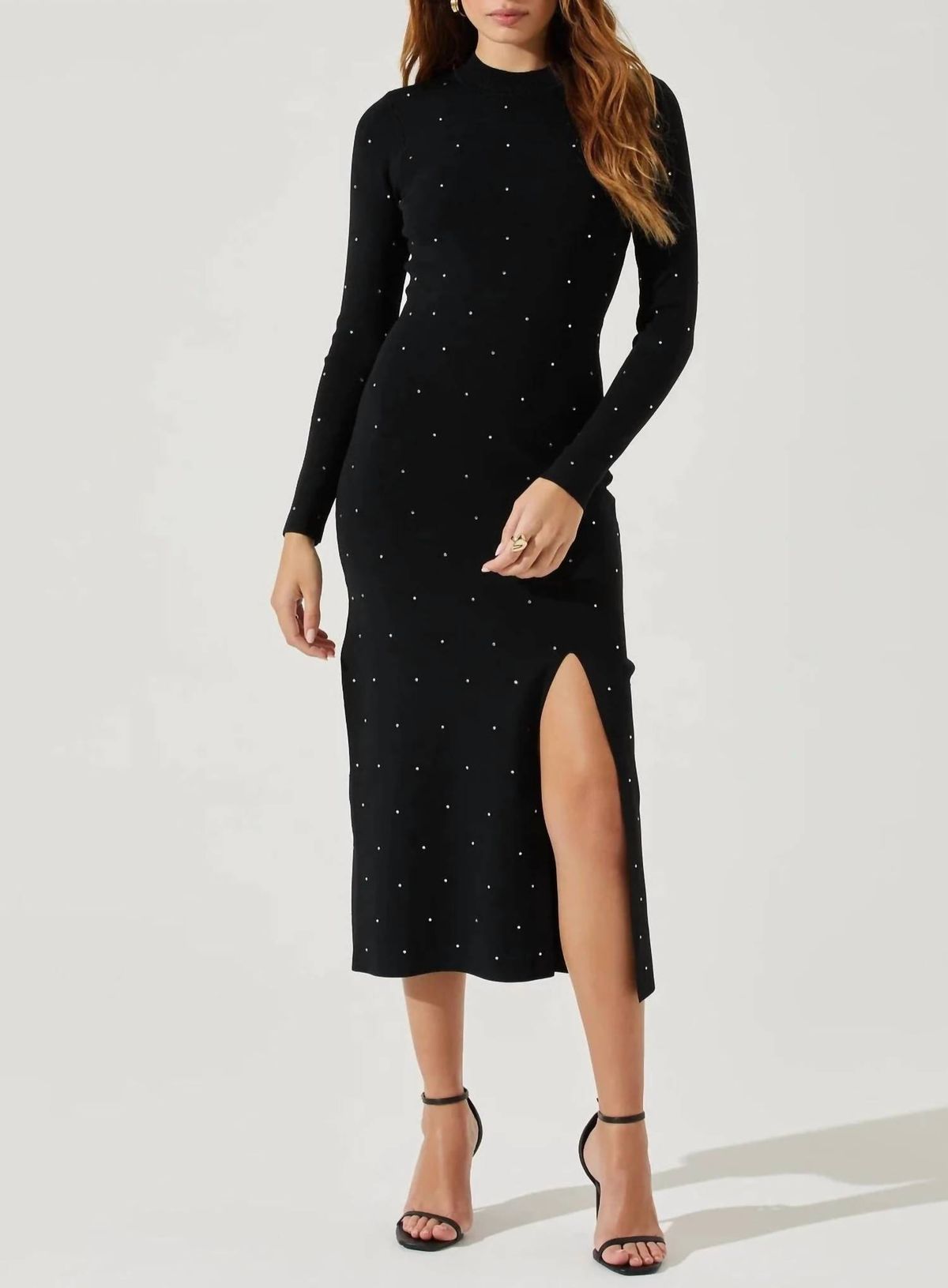 Style 1-1990672619-2696 ASTR Size L Long Sleeve Black Cocktail Dress on Queenly