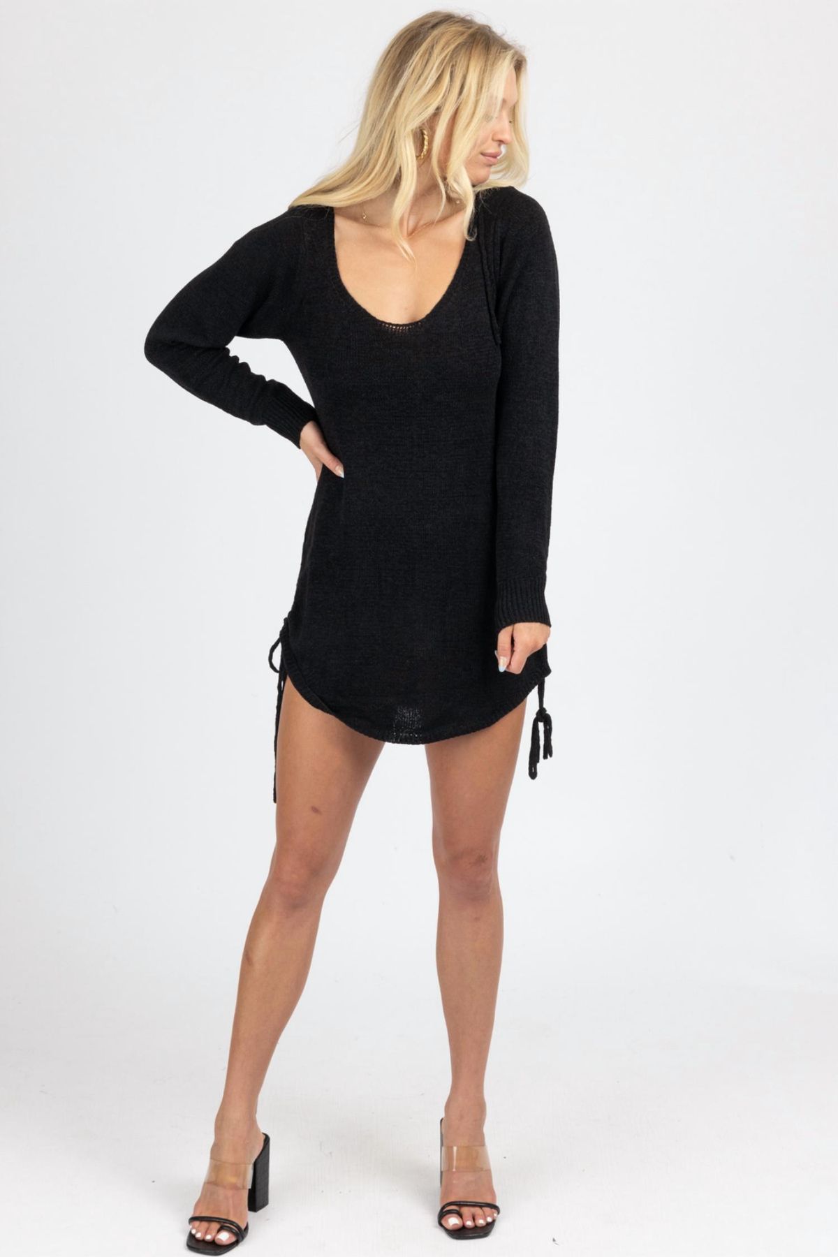 Style 1-1993544056-3107 MABLE Size M Long Sleeve Black Cocktail Dress on Queenly