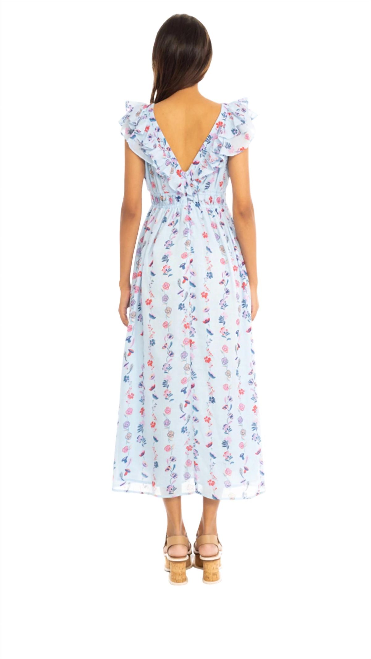 Style 1-2174806062-3775 BANJANAN Size XL Floral Blue Cocktail Dress on Queenly