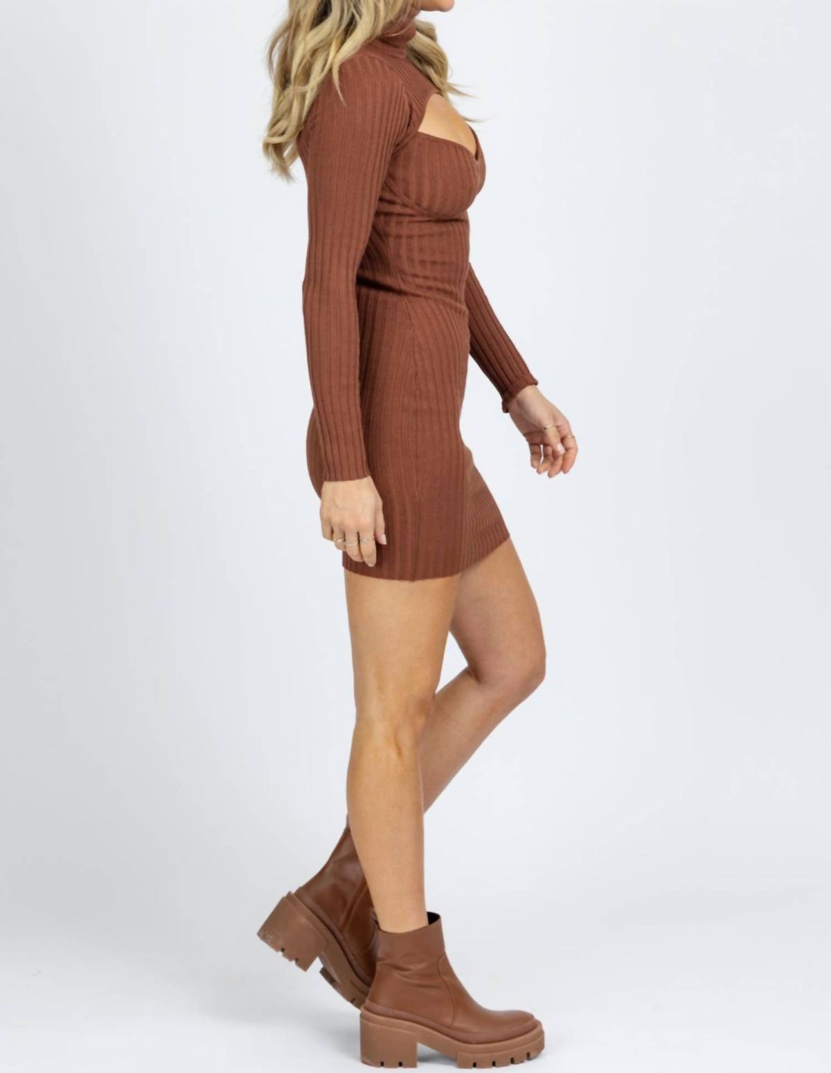 Style 1-2342830488-2696 Hera Collection Size L Long Sleeve Brown Cocktail Dress on Queenly