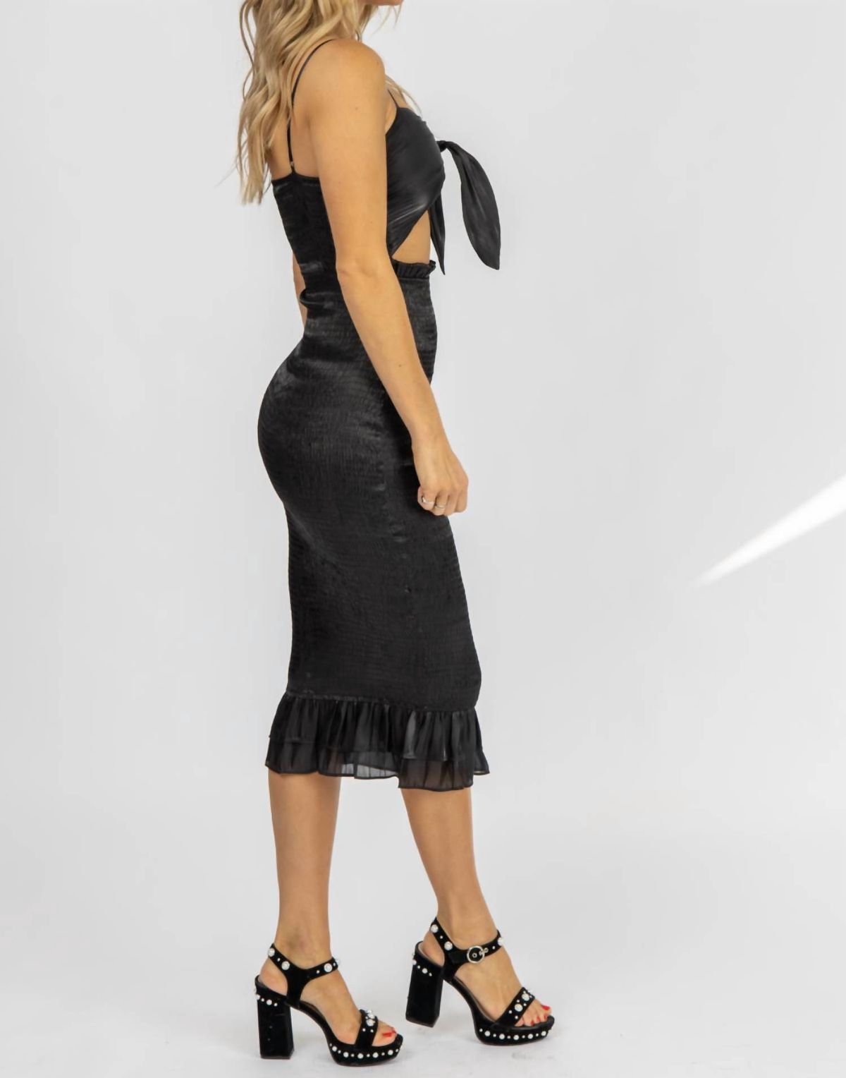 Style 1-2474999980-2696 MABLE Size L Satin Black Cocktail Dress on Queenly