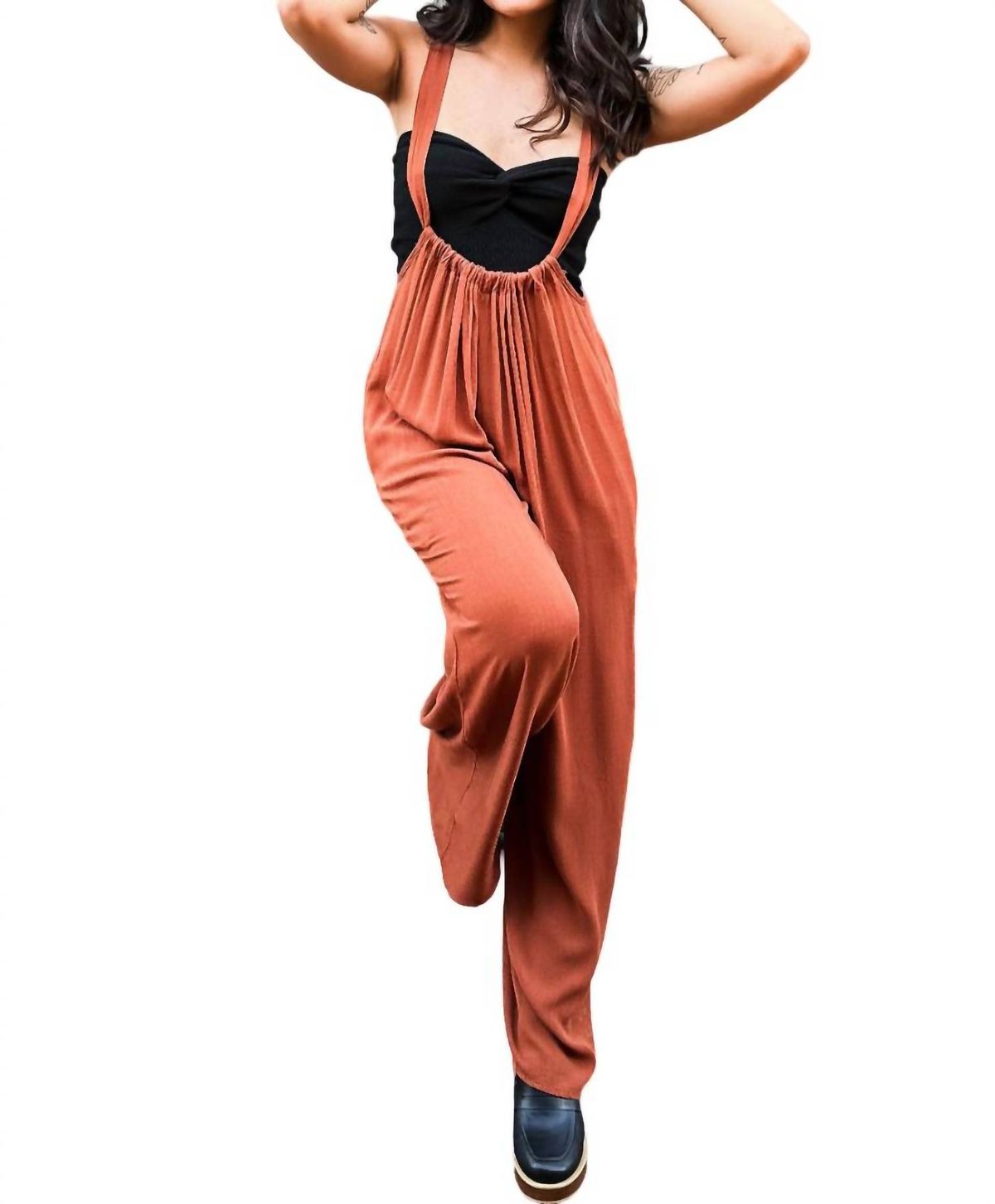 Style 1-2541751780-2791 FINAL TOUCH Size L Brown Formal Jumpsuit on Queenly