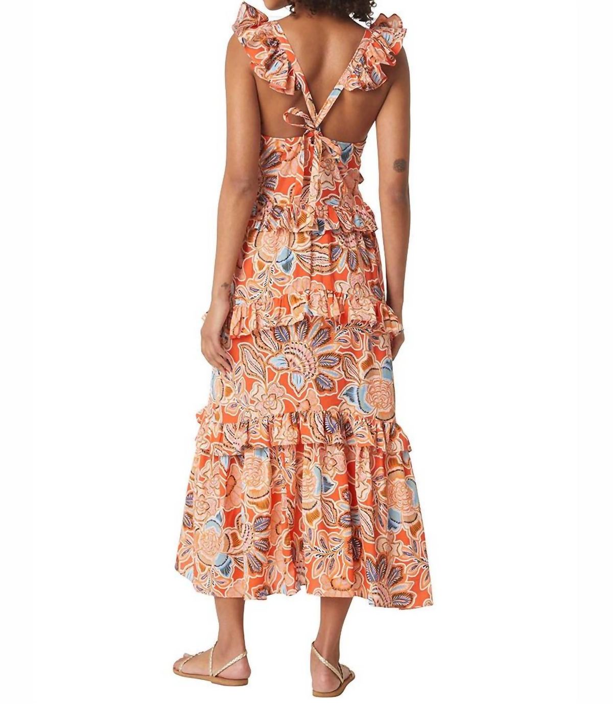 Style 1-2708938732-2696 Misa Los Angeles Size L Floral Orange Cocktail Dress on Queenly