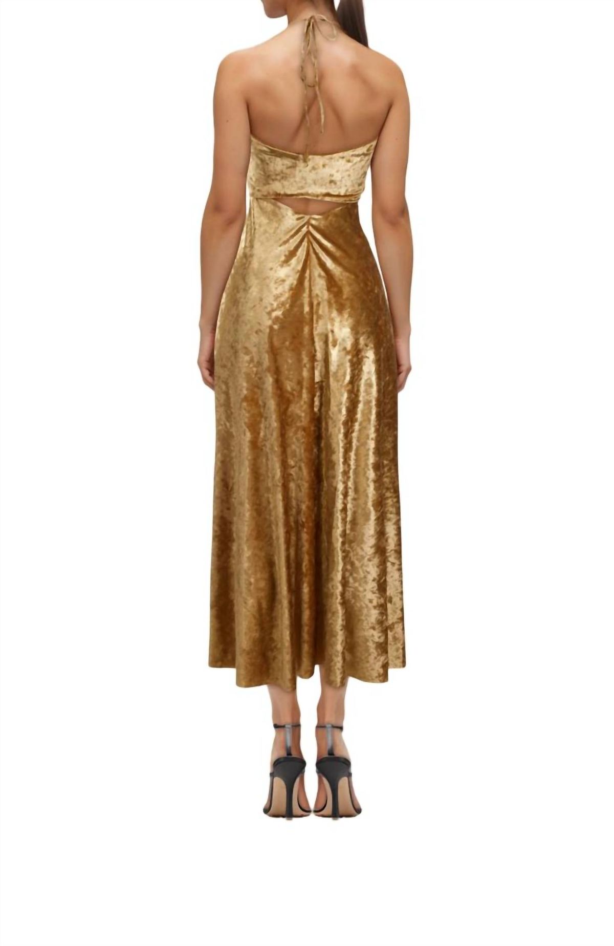 Style 1-2951268564-3471 DELFI COLLECTIVE Size S Halter Gold Cocktail Dress on Queenly