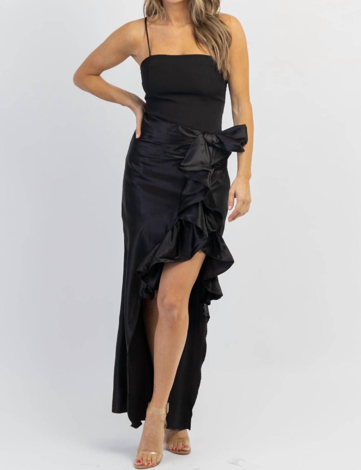 Style 1-31897956-2696 MABLE Size L Black Side Slit Dress on Queenly