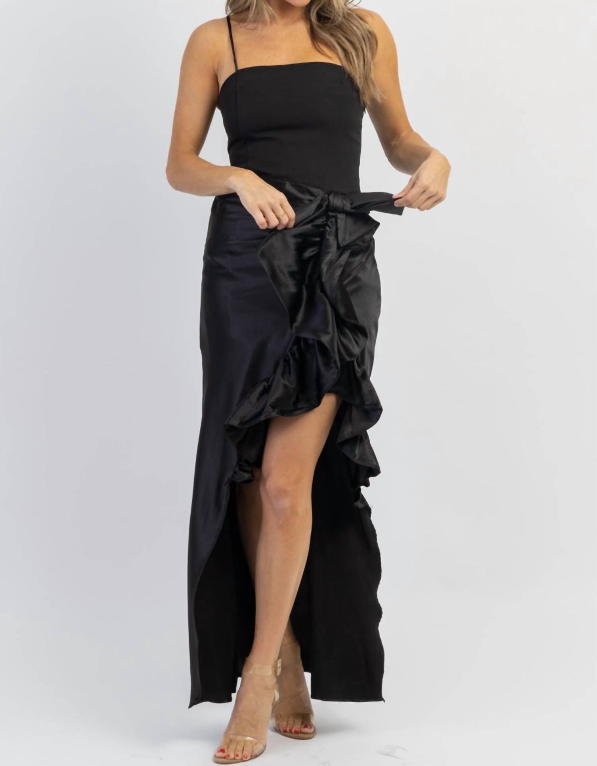 Style 1-31897956-2696 MABLE Size L Black Side Slit Dress on Queenly