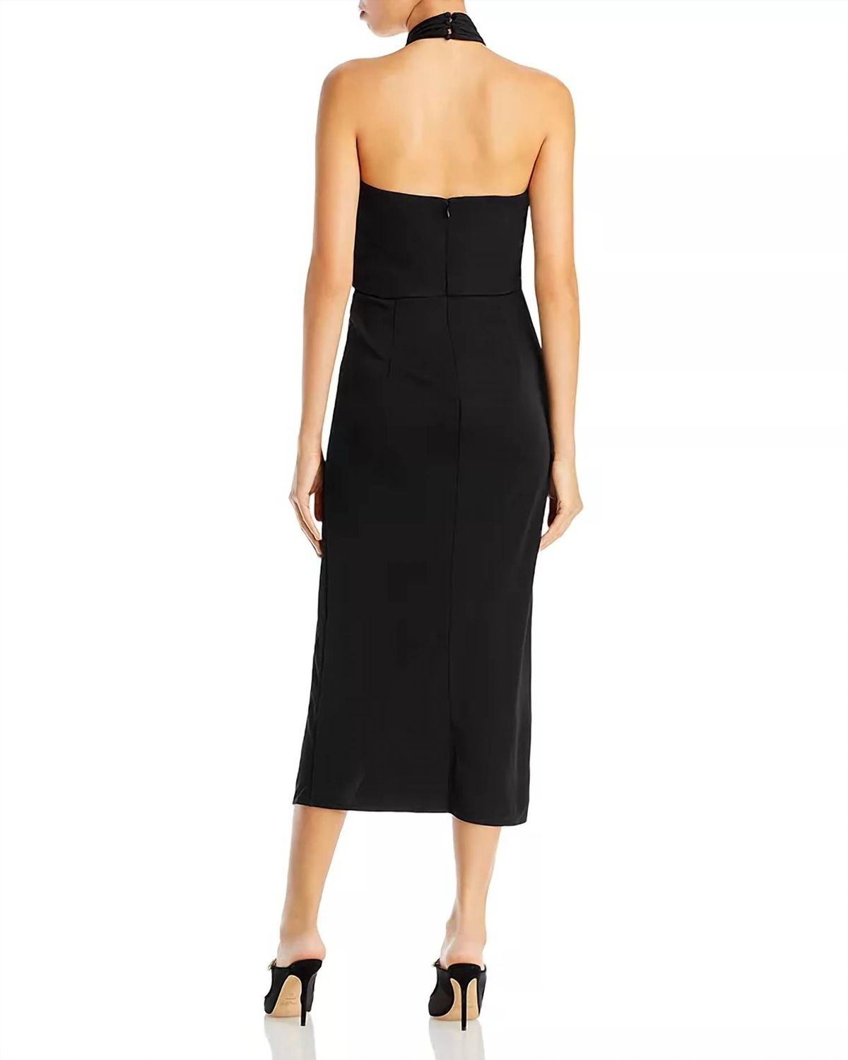 Style 1-3256600483-98 cinq a sept Size 10 Halter Black Cocktail Dress on Queenly