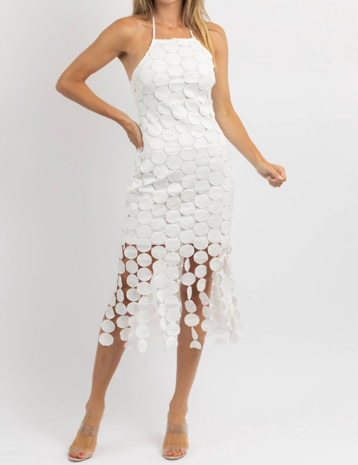 Style 1-3296828252-2696 Main Strip Size L Halter White Cocktail Dress on Queenly