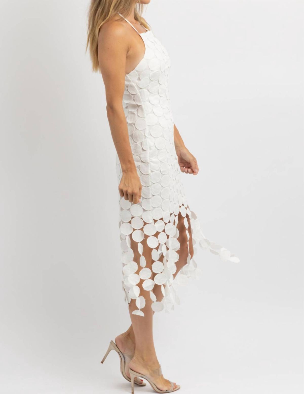 Style 1-3296828252-2901 Main Strip Size M Halter Sheer White Cocktail Dress on Queenly