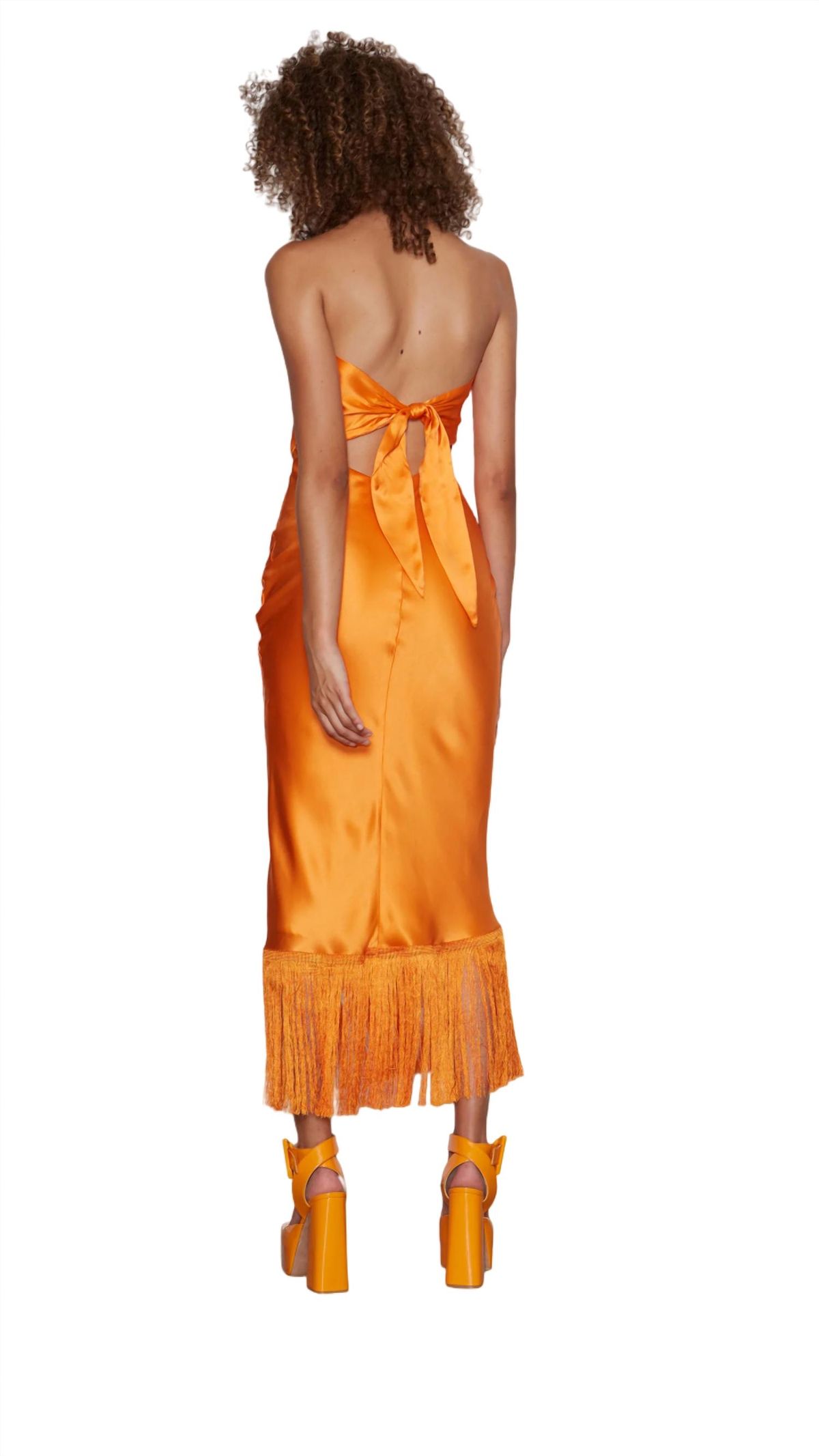 Style 1-3338842500-3011 DELFI COLLECTIVE Size M Strapless Satin Orange Cocktail Dress on Queenly