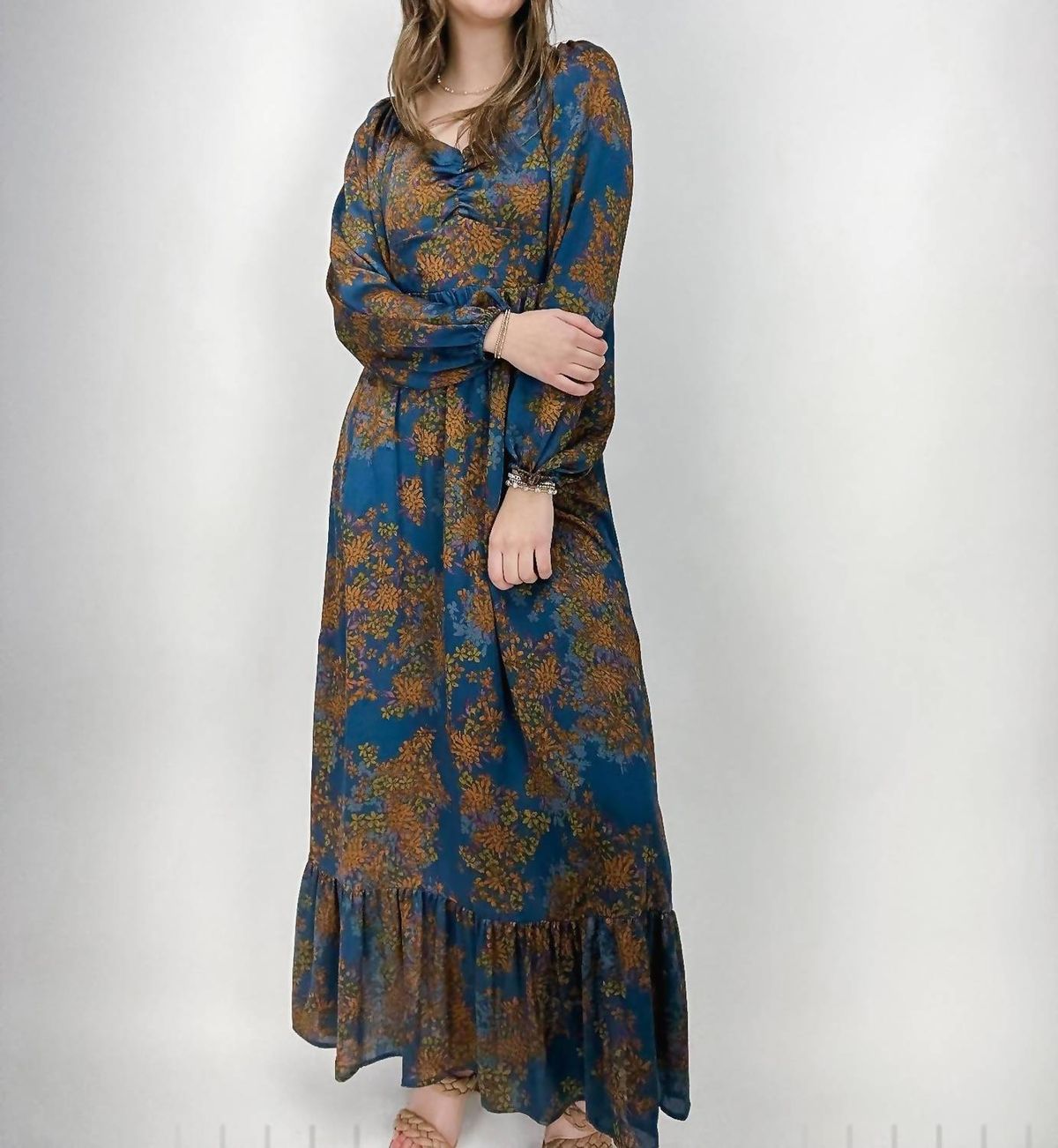Style 1-3364348860-3855 SKIES ARE BLUE Size XS Floral Blue Floor Length Maxi on Queenly