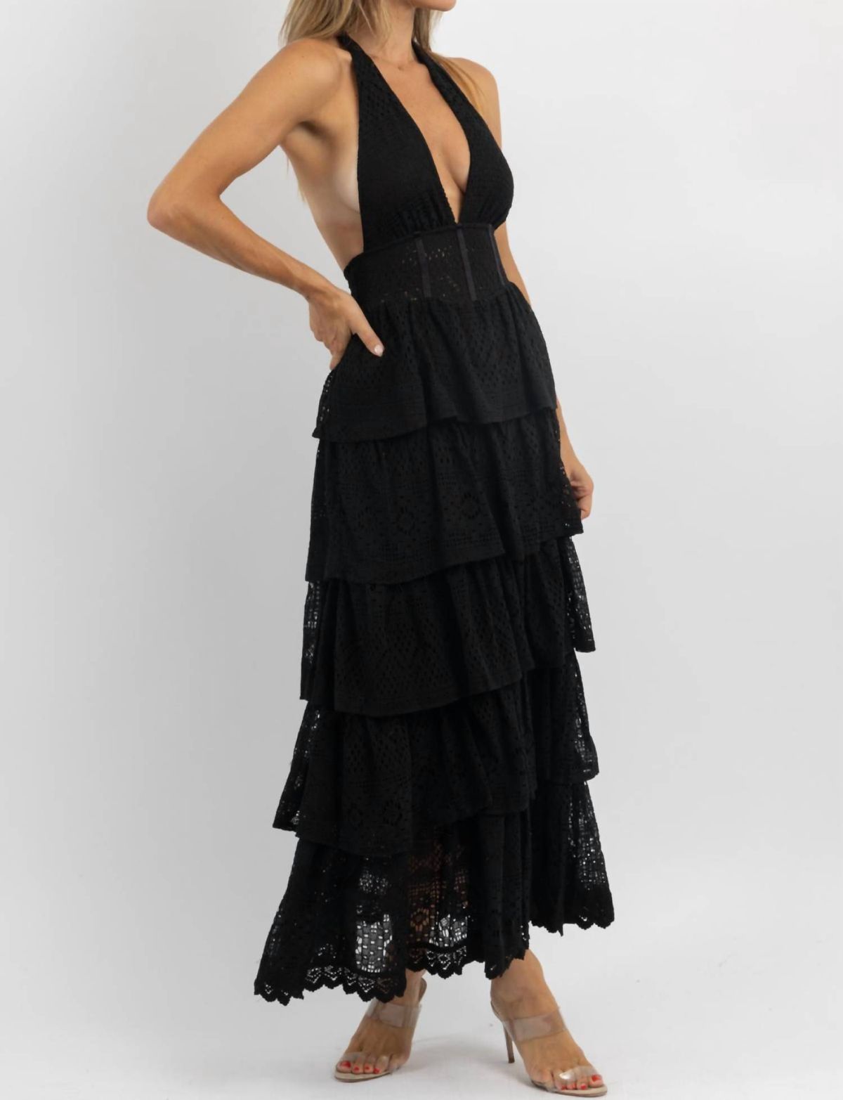 Style 1-3425906644-3236 Klesis Size S Plunge Black Floor Length Maxi on Queenly