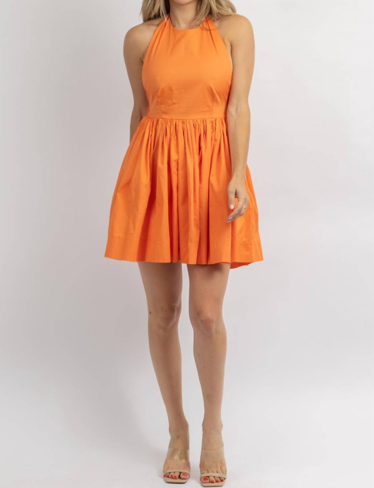 Style 1-3496612670-2696 MABLE Size L Halter Orange Cocktail Dress on Queenly