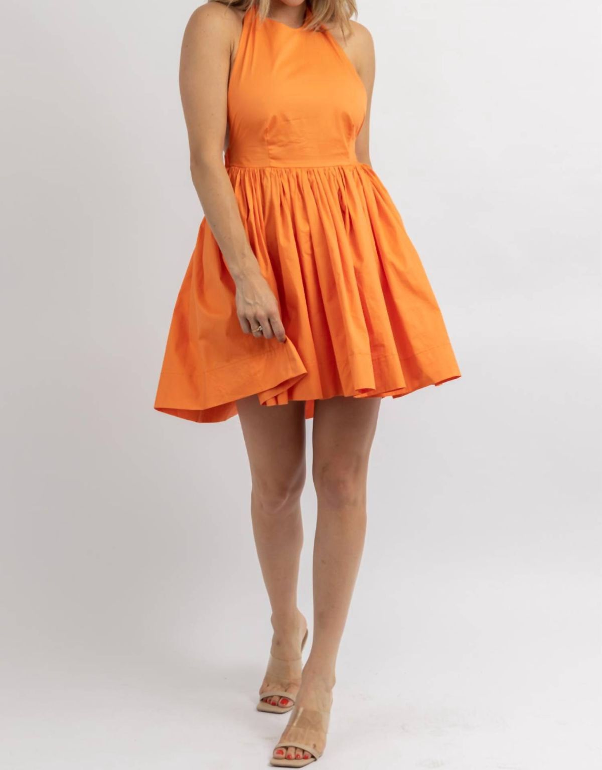 Style 1-3496612670-2696 MABLE Size L Halter Orange Cocktail Dress on Queenly