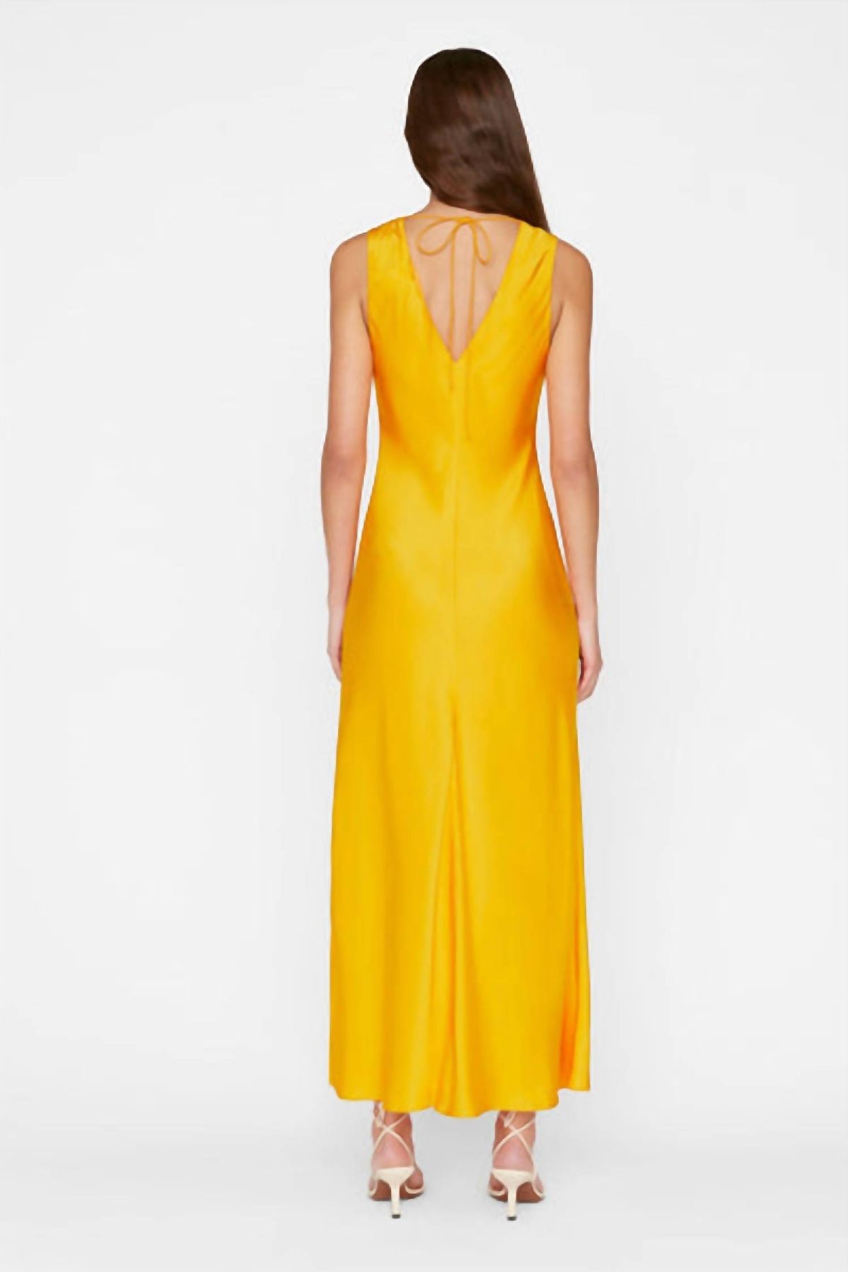 Style 1-3522906284-2696 FRAME Size L Satin Yellow Cocktail Dress on Queenly