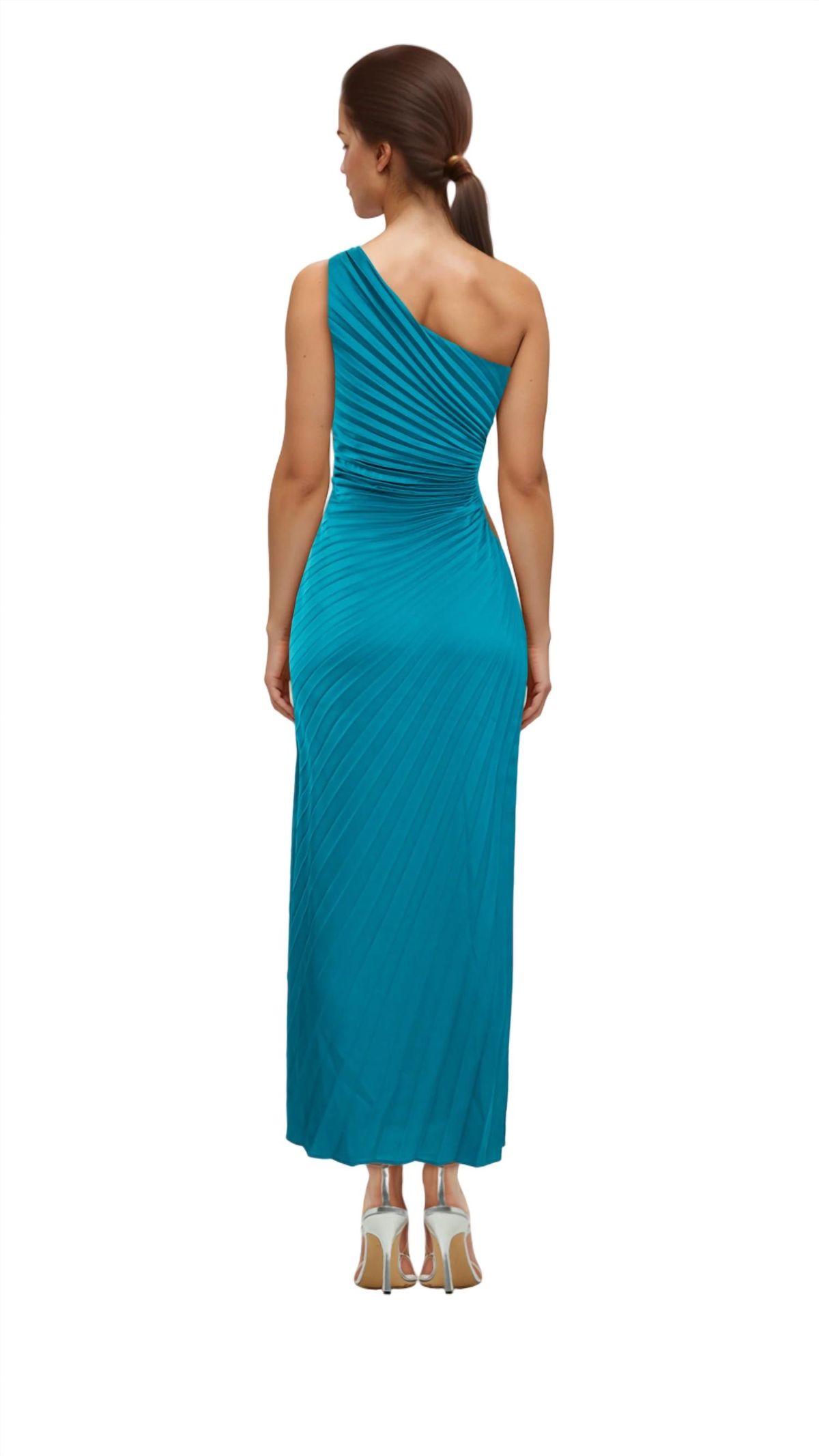 Style 1-3689700620-2791 DELFI COLLECTIVE Size L One Shoulder Green Floor Length Maxi on Queenly