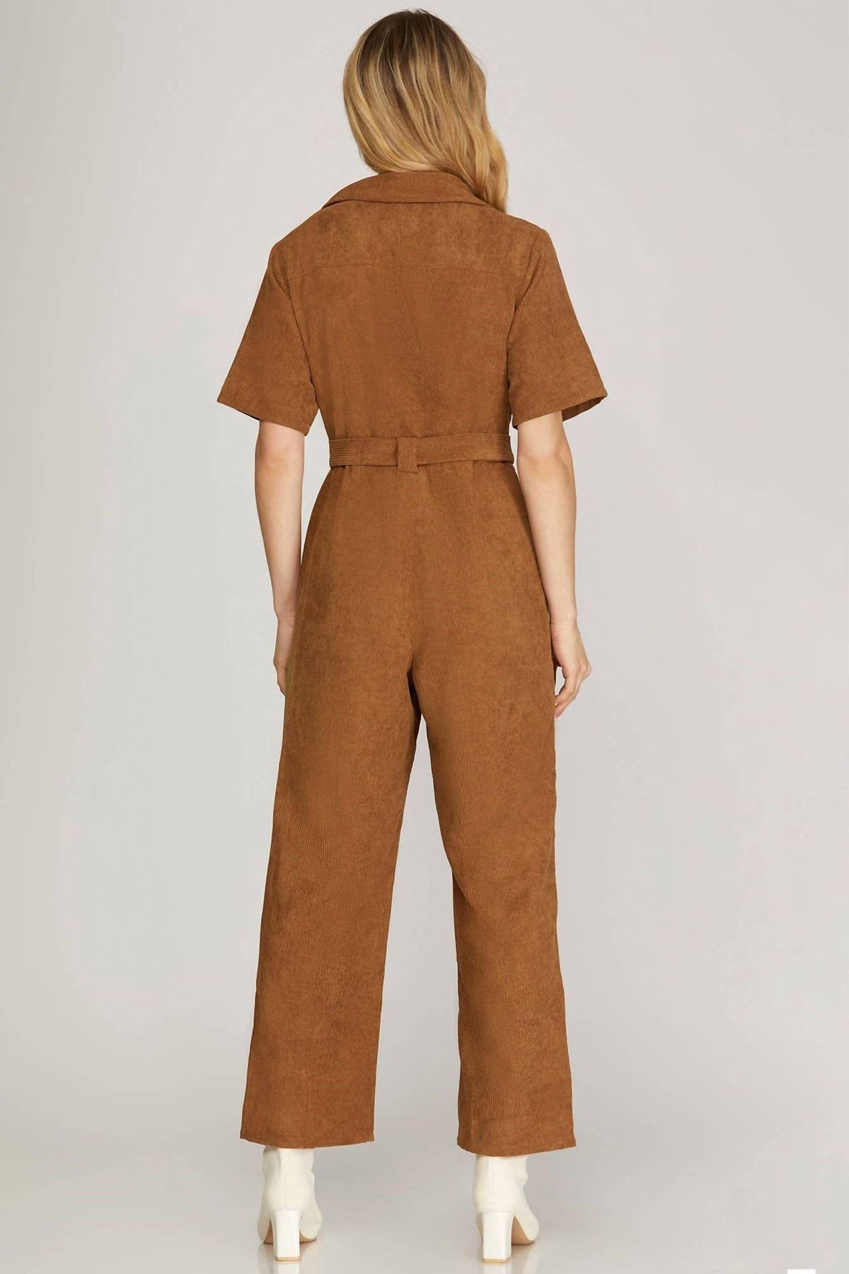 Style 1-3734147948-3011 SHE + SKY Size M Brown Formal Jumpsuit on Queenly