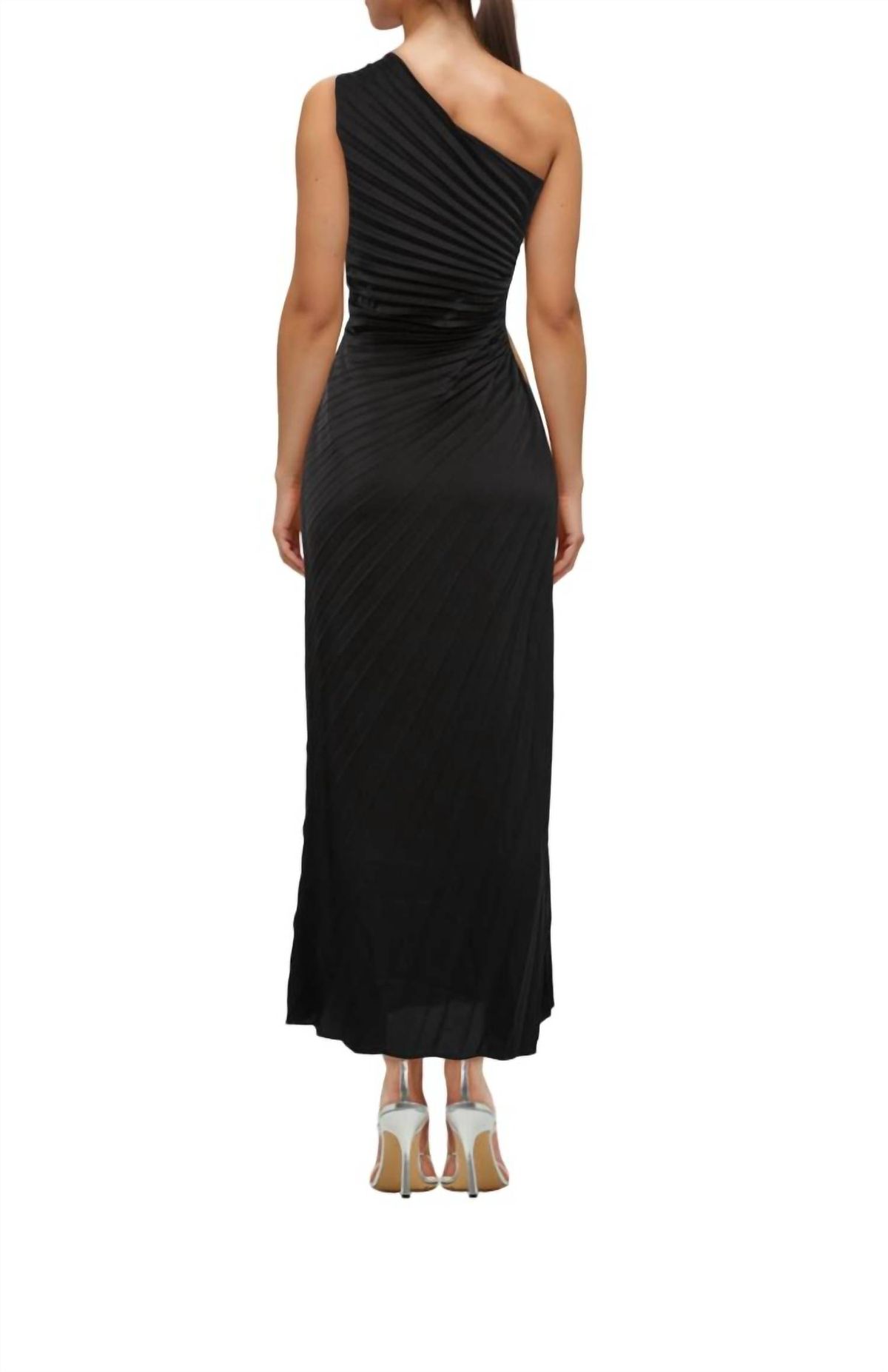 Style 1-3882743018-2791 DELFI COLLECTIVE Size L One Shoulder Black Floor Length Maxi on Queenly