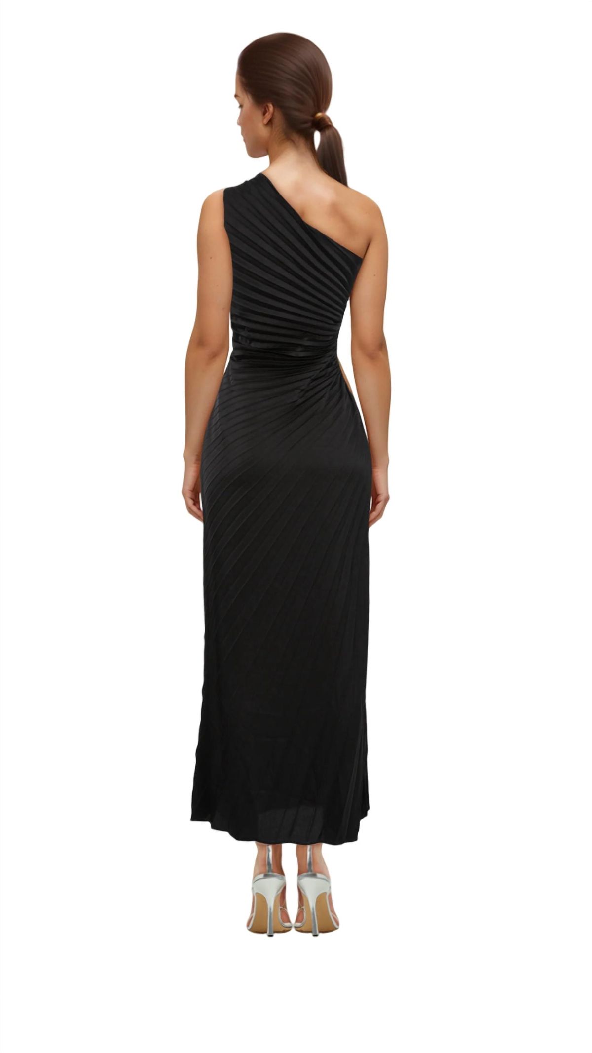 Style 1-3882743018-2791 DELFI COLLECTIVE Size L One Shoulder Black Floor Length Maxi on Queenly