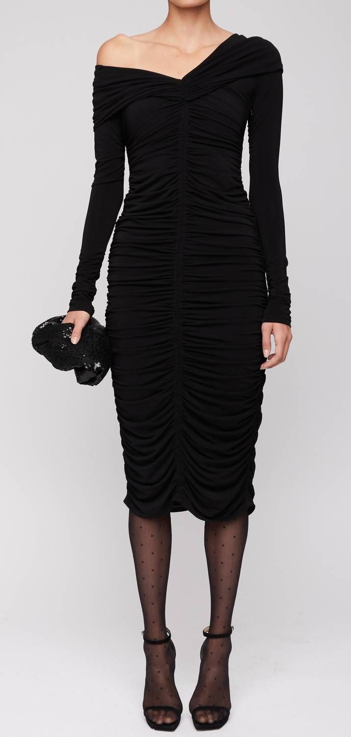 Style 1-3920407647-2901 A.L.C. Size M Long Sleeve Black Cocktail Dress on Queenly