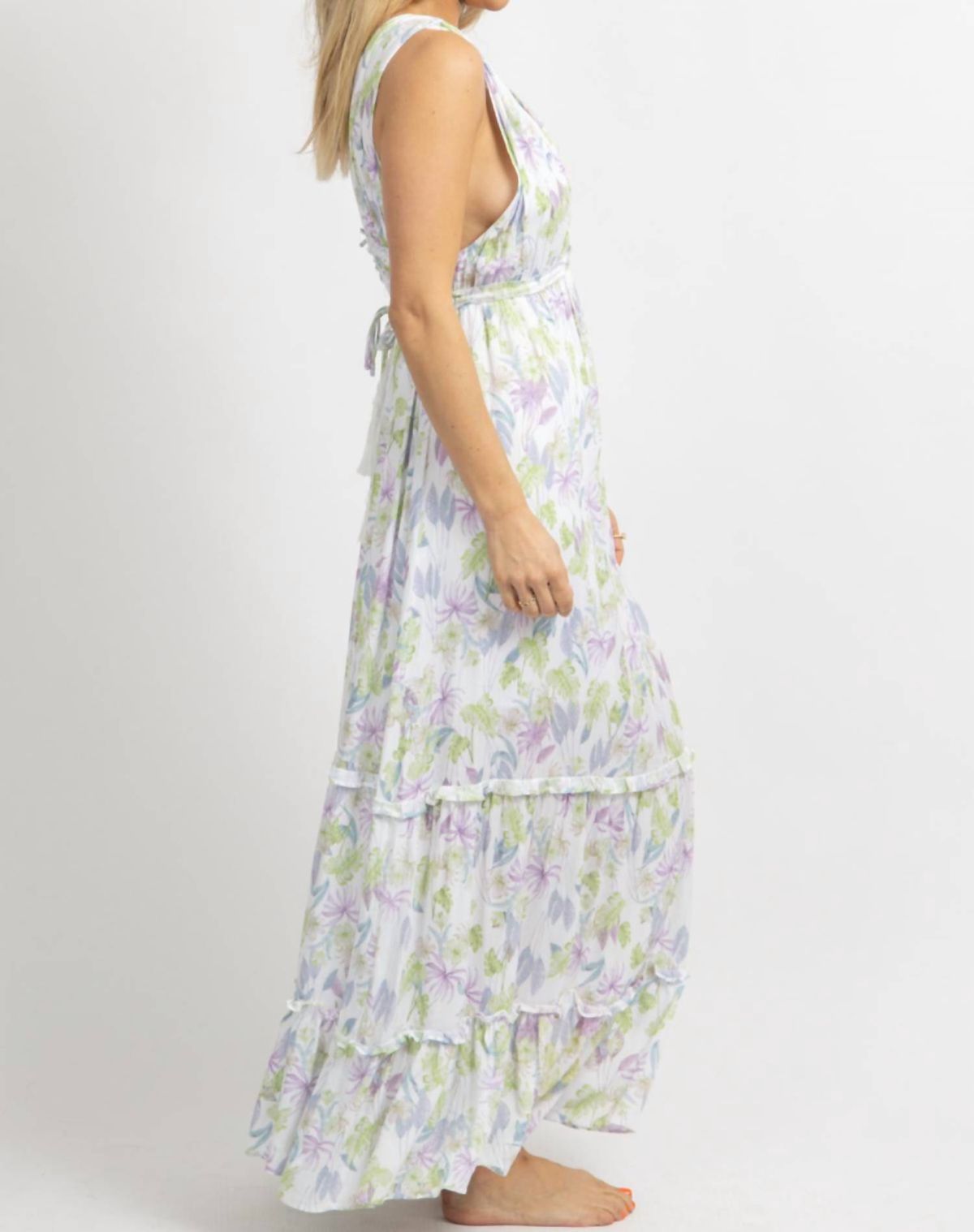 Style 1-486598987-2901 Fate by LFD Size M Plunge Floral Purple Floor Length Maxi on Queenly