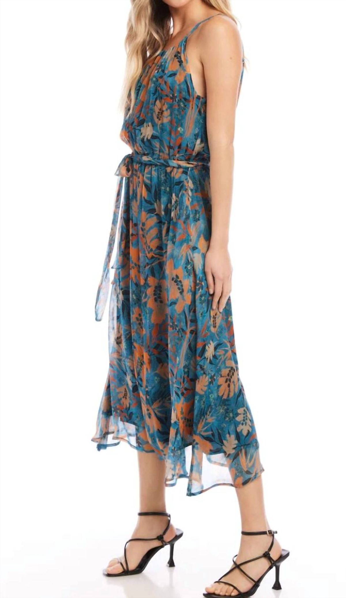 Style 1-493339118-2696 Fifteen Twenty Size L Floral Blue Cocktail Dress on Queenly