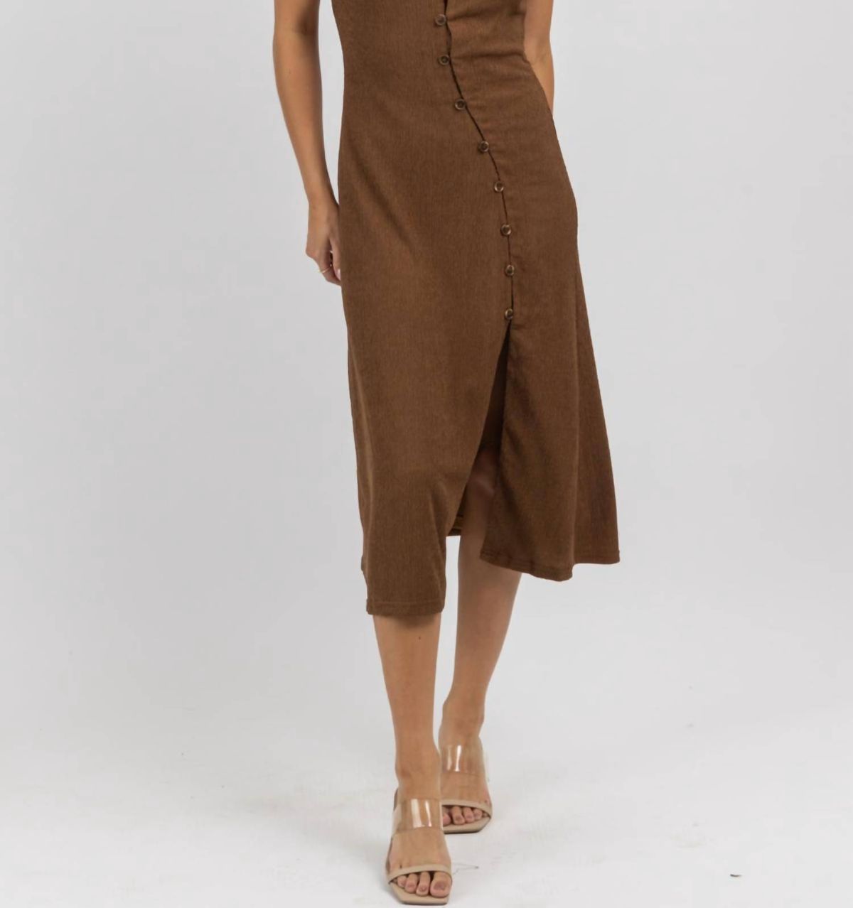 Style 1-614911029-2901 Fore Size M High Neck Brown Cocktail Dress on Queenly