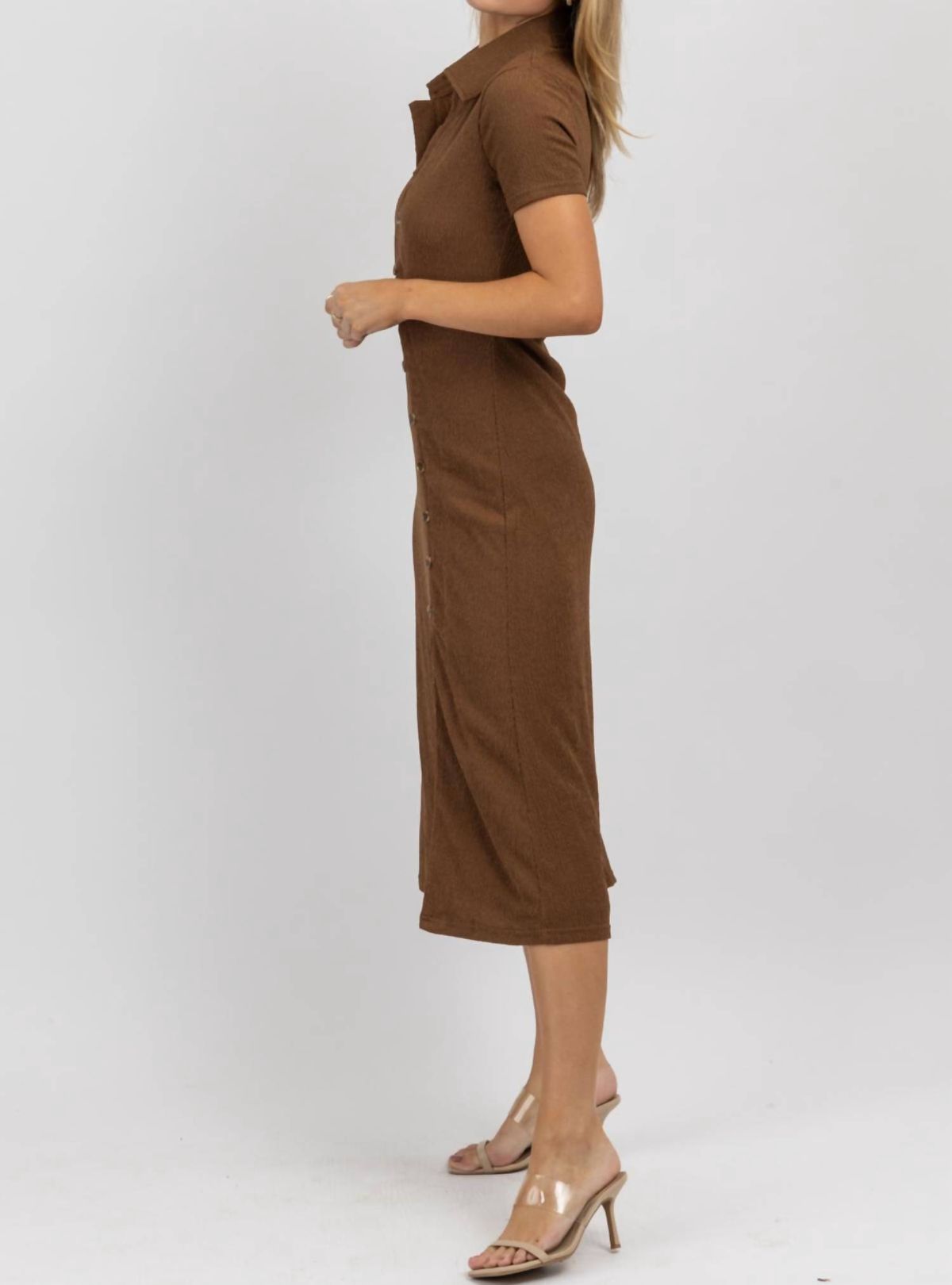 Style 1-614911029-2901 Fore Size M High Neck Brown Cocktail Dress on Queenly