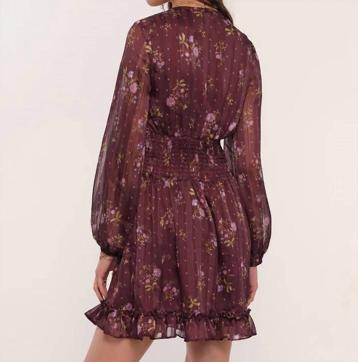 Style 1-826202745-2793 heartloom Size L Long Sleeve Floral Purple Cocktail Dress on Queenly