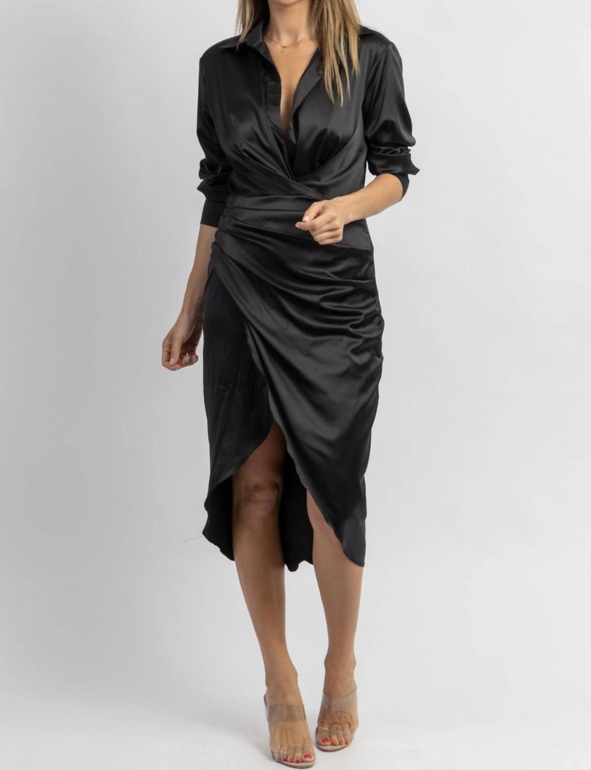 Style 1-886149352-2696 LUXXEL Size L Long Sleeve Black Cocktail Dress on Queenly