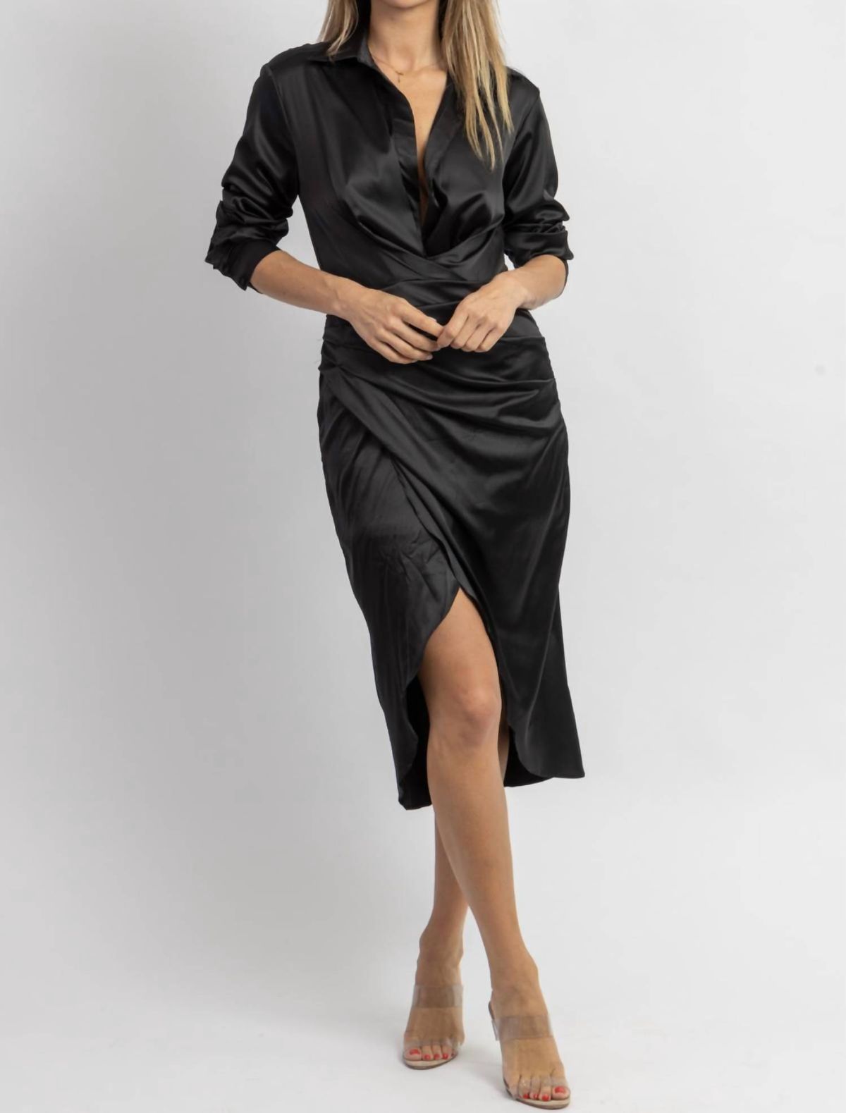 Style 1-886149352-2696 LUXXEL Size L Long Sleeve Black Cocktail Dress on Queenly