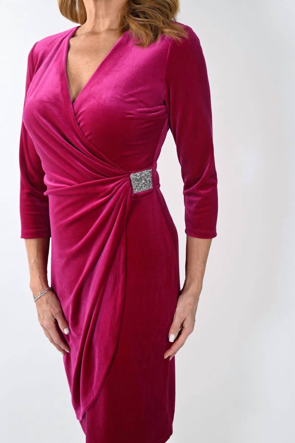 Style 1-938525308-2901 Frank Lyman Size M Long Sleeve Hot Pink Cocktail Dress on Queenly