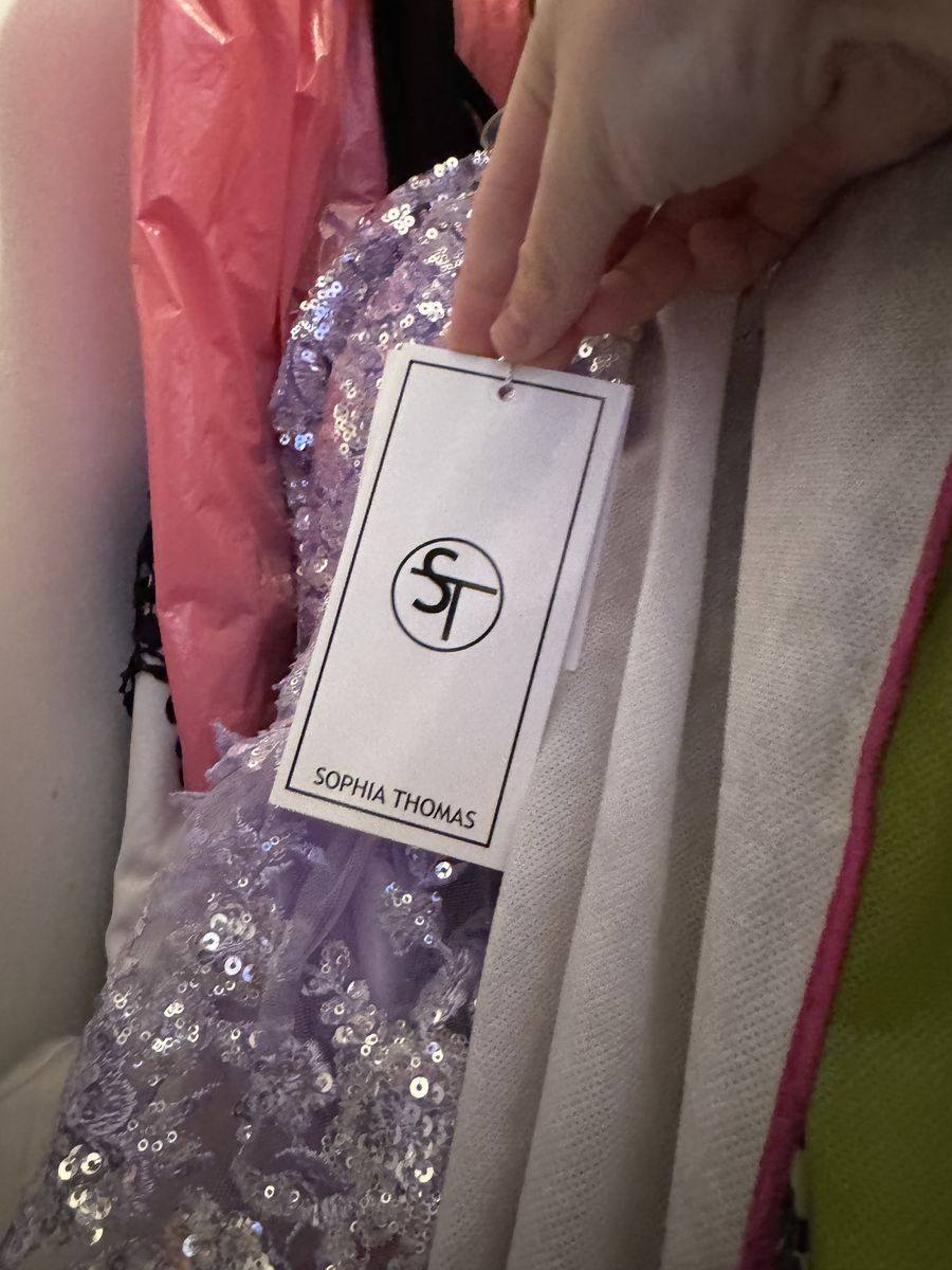 Style 1243 B Lilac 16 Sophia Thomas Plus Size 16 Prom Off The Shoulder Purple Cocktail Dress on Queenly