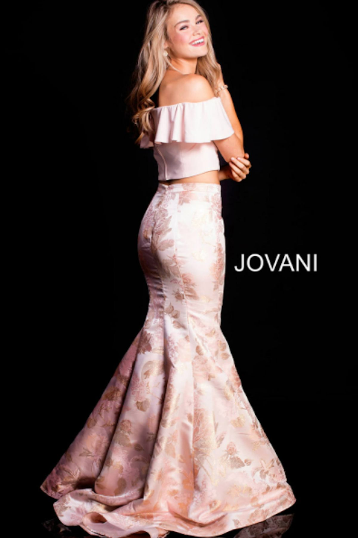 Style 59666 Jovani Size 00 Off The Shoulder Pink Mermaid Dress on Queenly