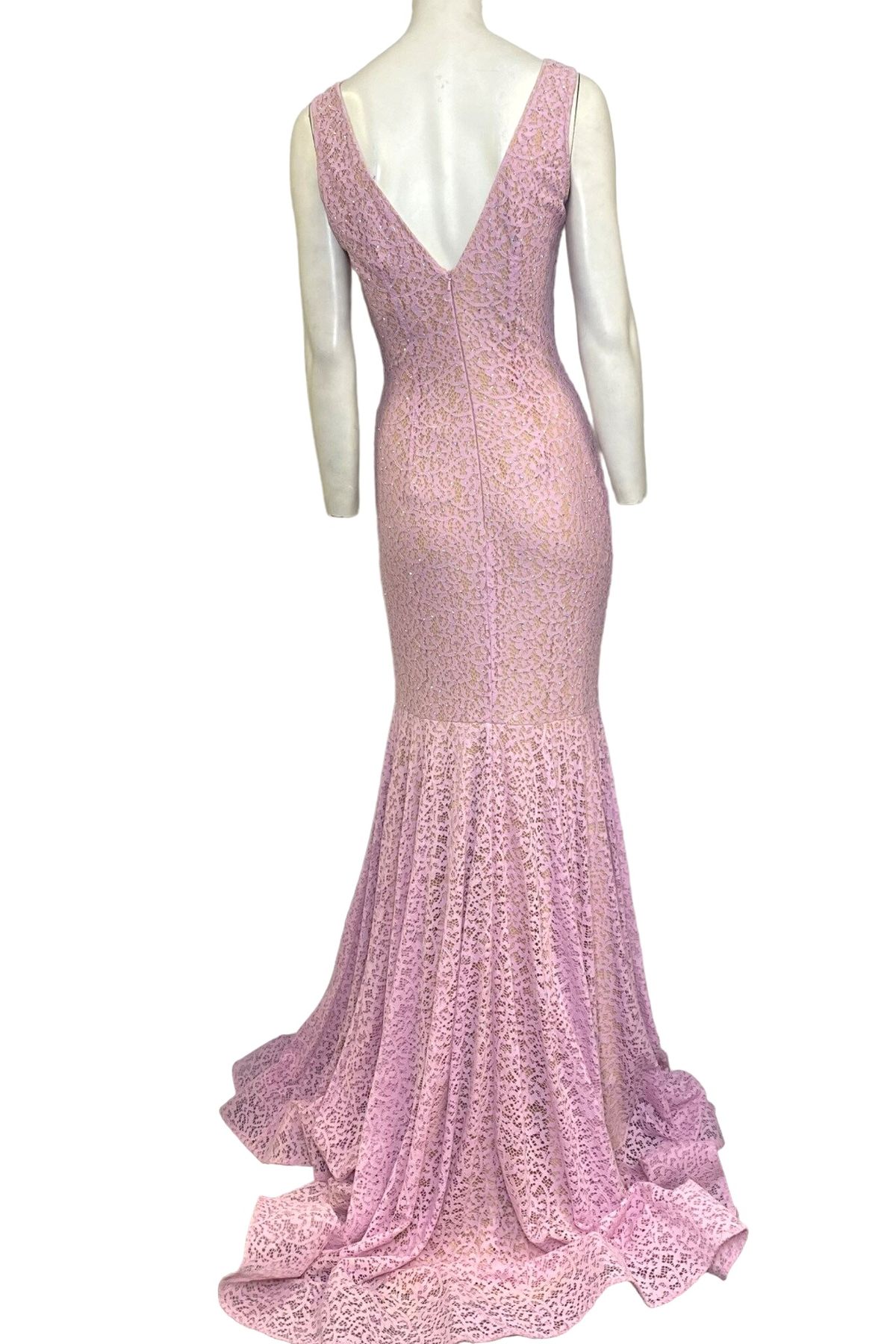 Style 42784 Jovani Size 4 Lace Purple Mermaid Dress on Queenly