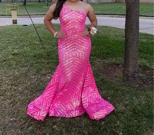 Jovani Size 2 Prom One Shoulder Pink Mermaid Dress on Queenly