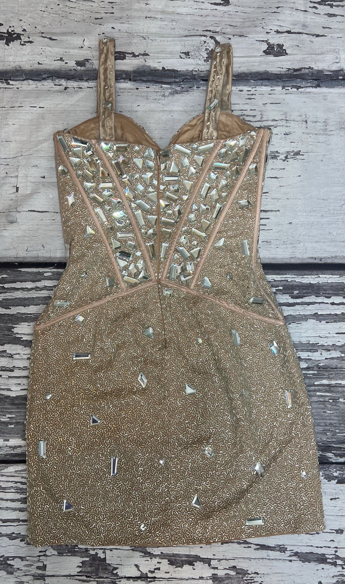 Style 1429 Sherri Hill Size 4 Prom Sequined Nude Cocktail Dress on Queenly